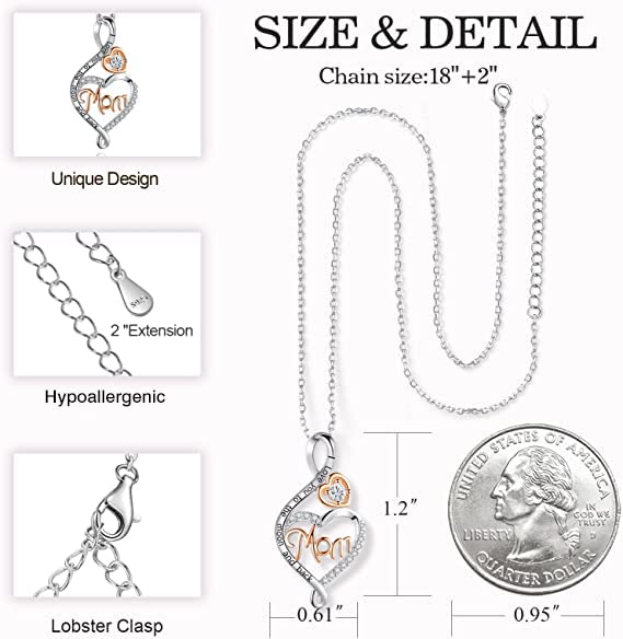 Sterling Silver Mom Nana Grandma Necklace - Elegant Mother's Day & Birthday Jewelry Gift for Women, Wife, Grandma from Daughter or Son | Perfect for Special Occasions, Anniversaries & Heartfelt Surprises