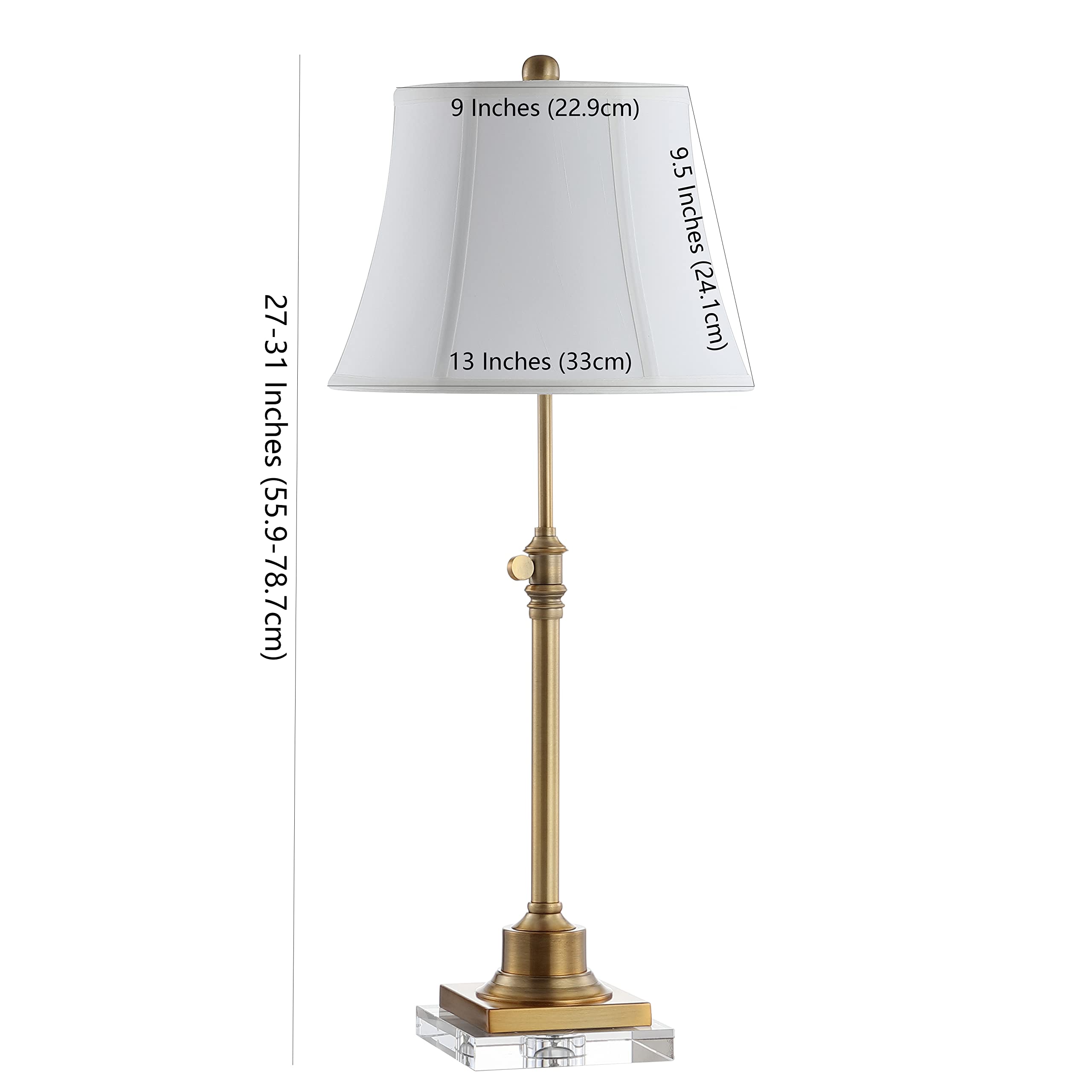 SAFAVIEH Callen Crystal & Brass Gold Adjustable Table Lamp Set of 2 - 21-31 Inch Modern Lighting for Bedroom, Living Room, Home Office & Nightstand (LED Bulbs Included) | Elegant Home Decor & Reading Light