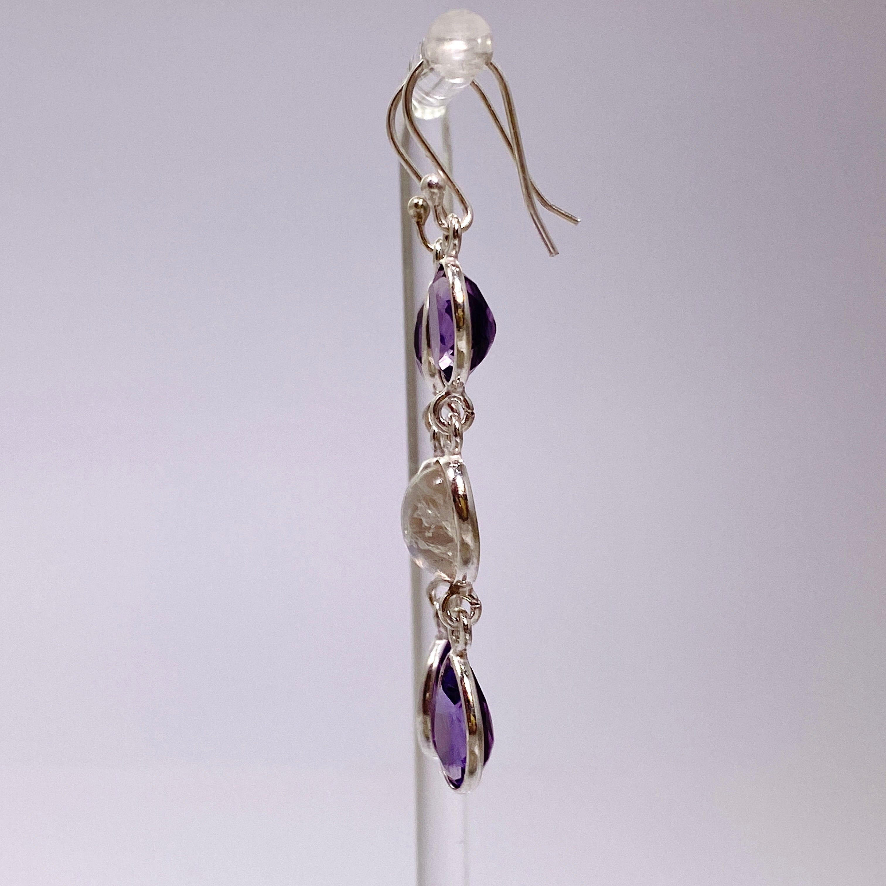 Amethyst and Moonstone Multi-Stone Earrings F190 - Elegant Handmade Jewelry for Women, Perfect for Parties, Weddings & Gifts