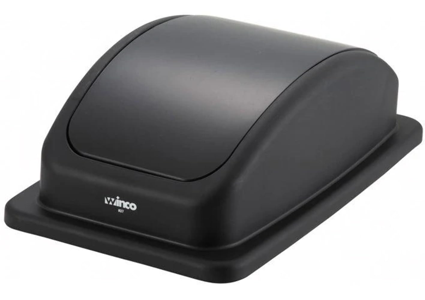 Winco Black Slim Trash Can Lid [PTCL-23K] - Space-Saving Kitchen & Bathroom Waste Bin Cover for Small Spaces
