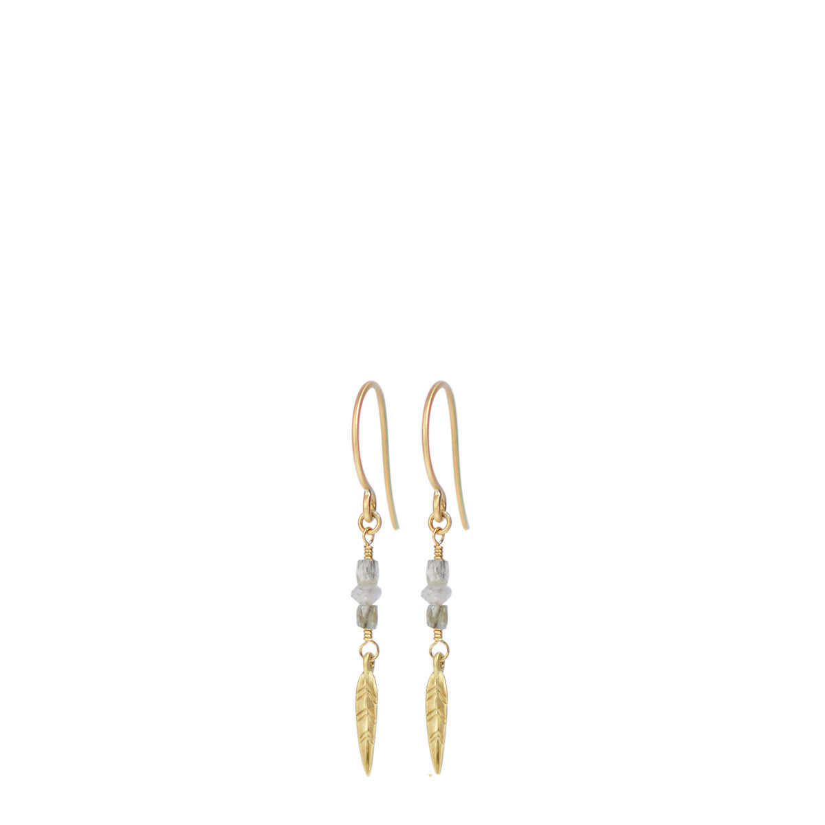 18K Gold Feather Grey Diamond Stud Earrings for Women - Elegant Short Feather Design for Parties, Weddings & Special Occasions