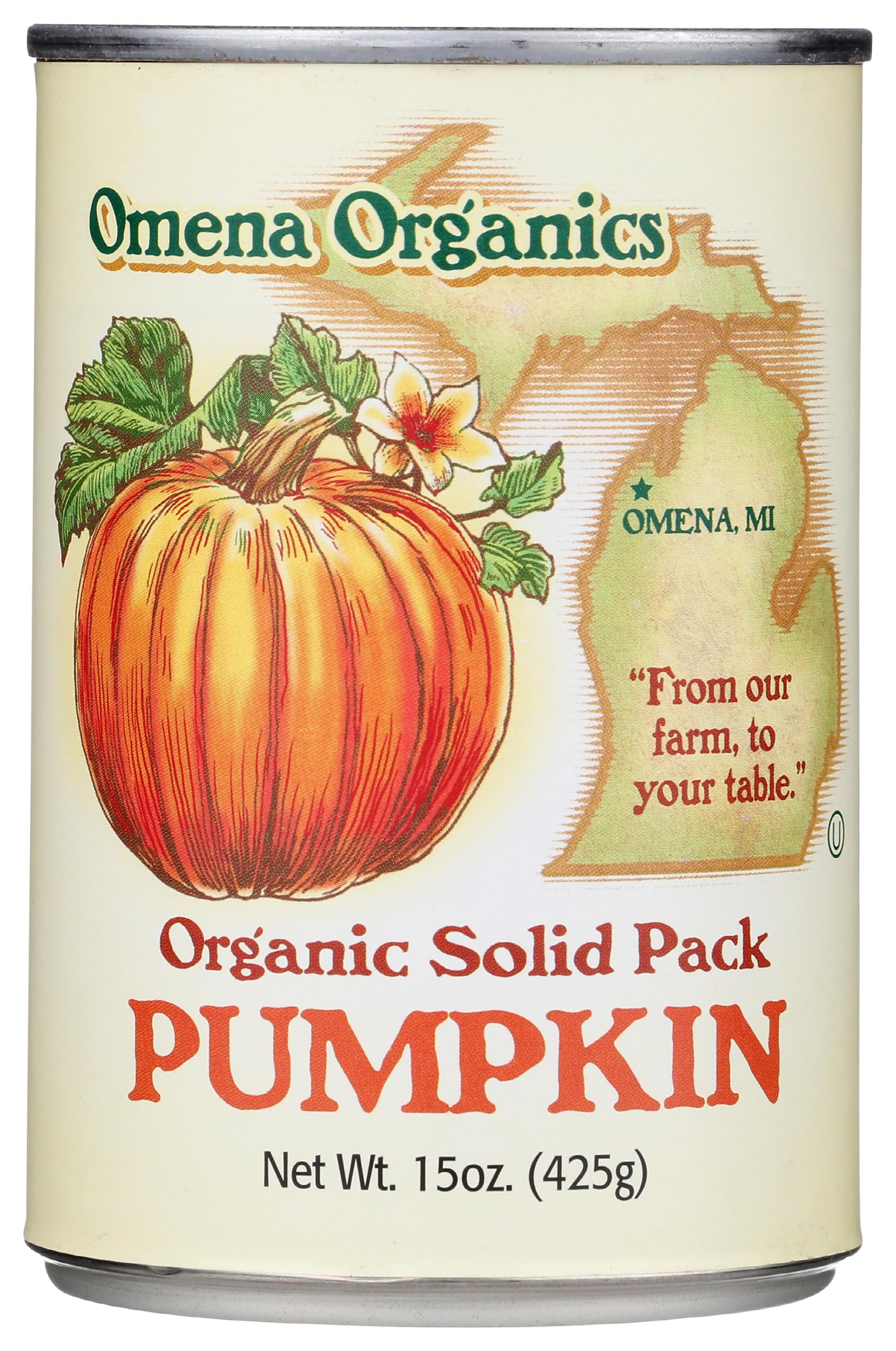 OMENA ORGANICS Organic Solid Pack Pumpkin, 15 OZ - Pure Pumpkin Puree for Baking, Cooking & Smoothies - Perfect for Pies, Soups & Healthy Recipes