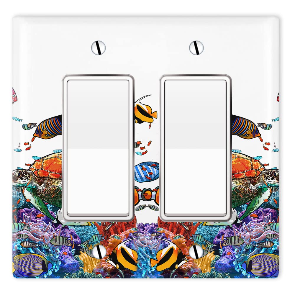WIRESTER 2-Gang Decorator Light Switch Plate Cover - Tropical Sea Coral Design | Durable Wall Plate for Home & Office Decor | Perfect for Beach House, Coastal & Nautical Themed Rooms