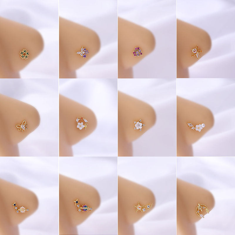 20G Surgical Steel Gold Dangle Nose Ring Stud - Hypoallergenic Body Jewelry for Sensitive Skin | Perfect for Piercings, Parties & Everyday Wear