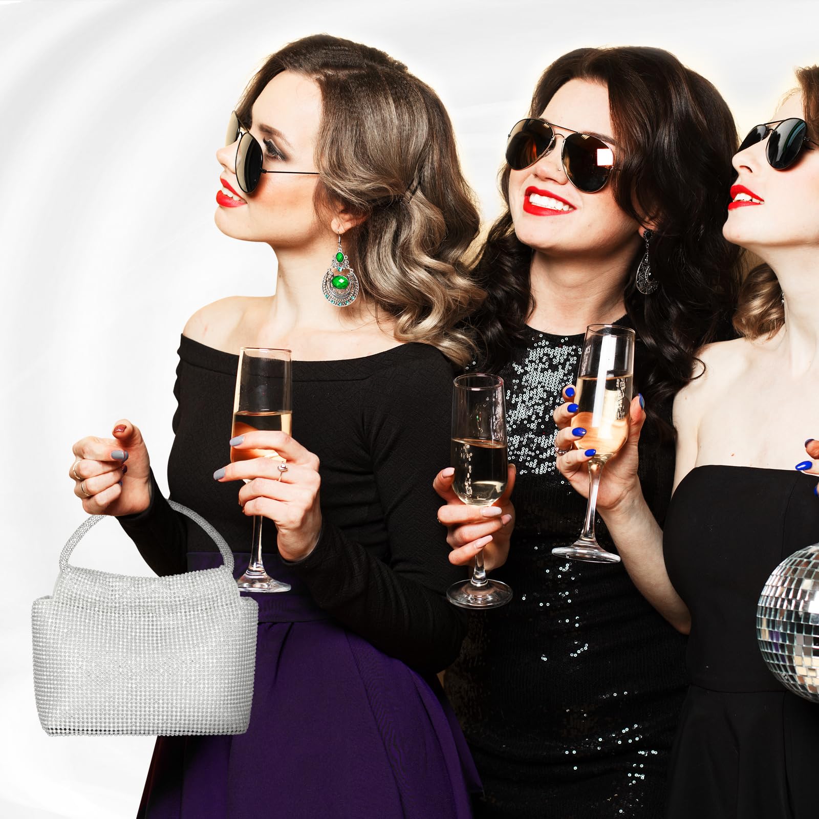 Elegant Crystal Rhinestone Evening Clutch Bag for Women - Sparkly Glitter Party Purse for Prom, Wedding & Special Occasions