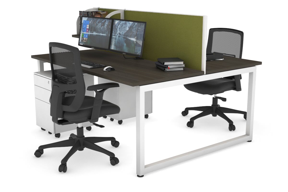 Quadro Loop Legs 2 Person Office Workstation - 1400L x 700W Adjustable Standing Desk for Home & Office - Perfect for Collaborative Workspaces & Shared Home Offices