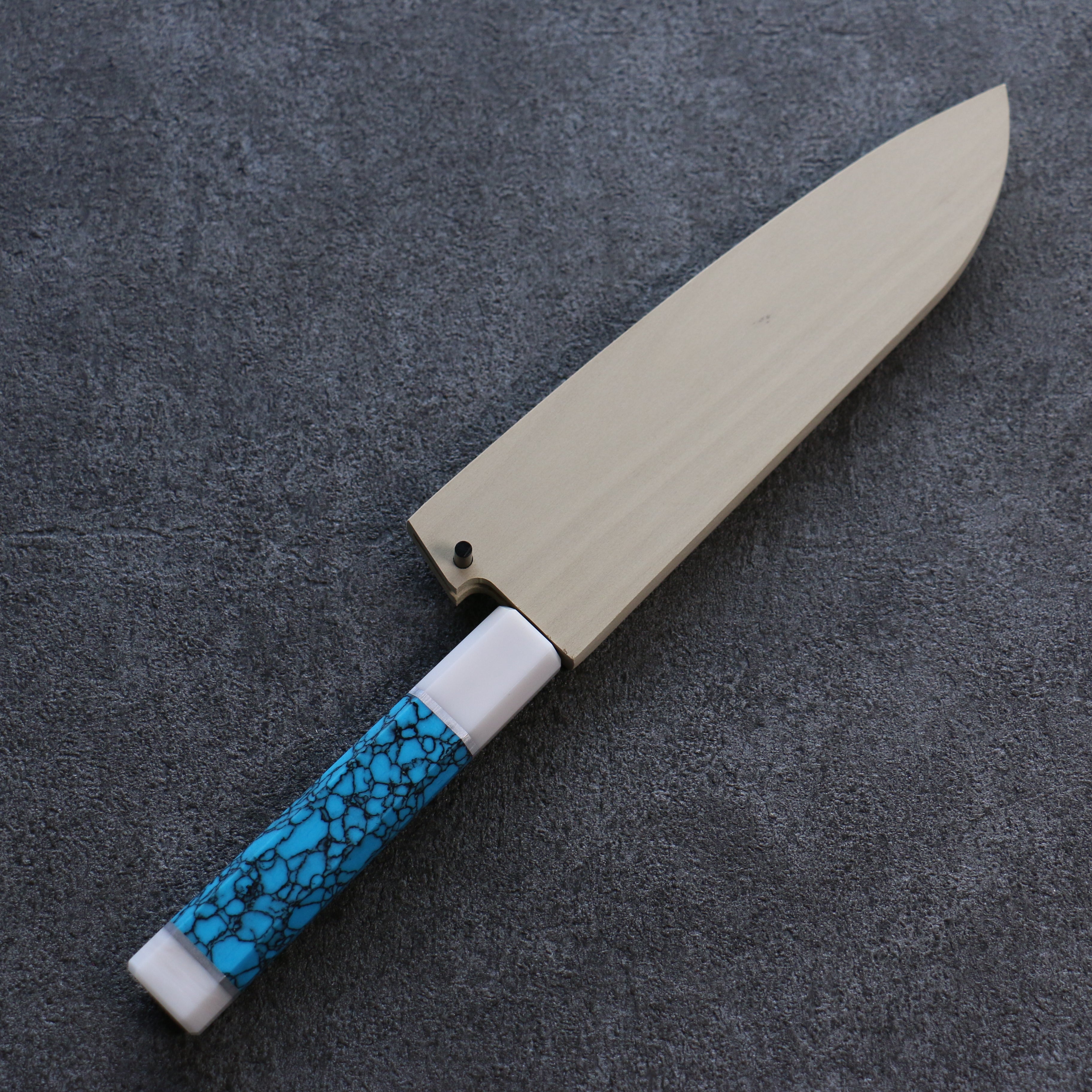 150mm Small Santoku Knife with Magnolia Sheath & Plywood Pin - Perfect for Home Kitchen, Camping, and Outdoor Cooking