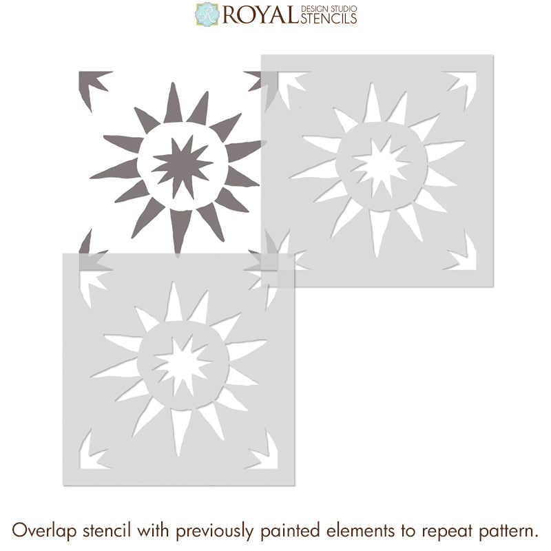 Starburst Tile Stencil - Reusable DIY Mosaic Tile Painting Template for Home Decor, Bathroom & Kitchen Backsplash - Perfect for Wall Art, Floor Design & Craft Projects