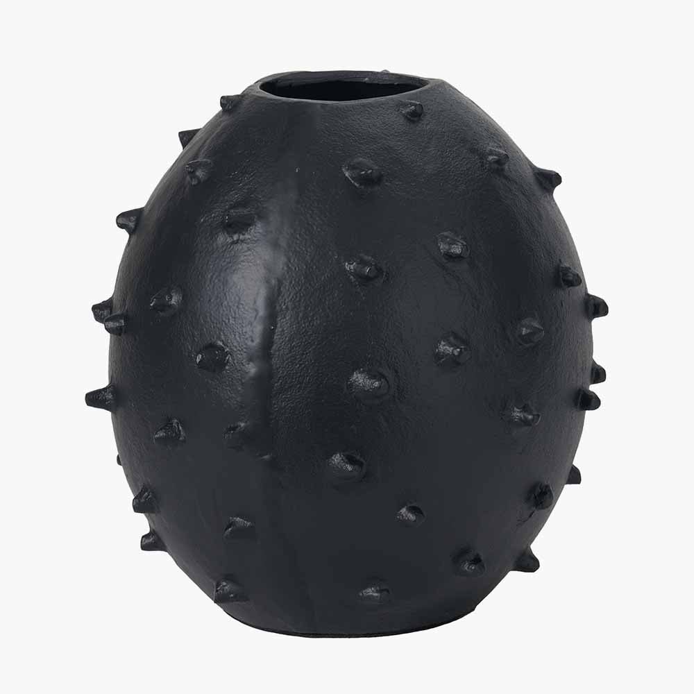 Elegant Black Metal Vase with Decorative Bobbles - Modern Home Decor for Living Room, Dining Table & Wedding Centerpieces
