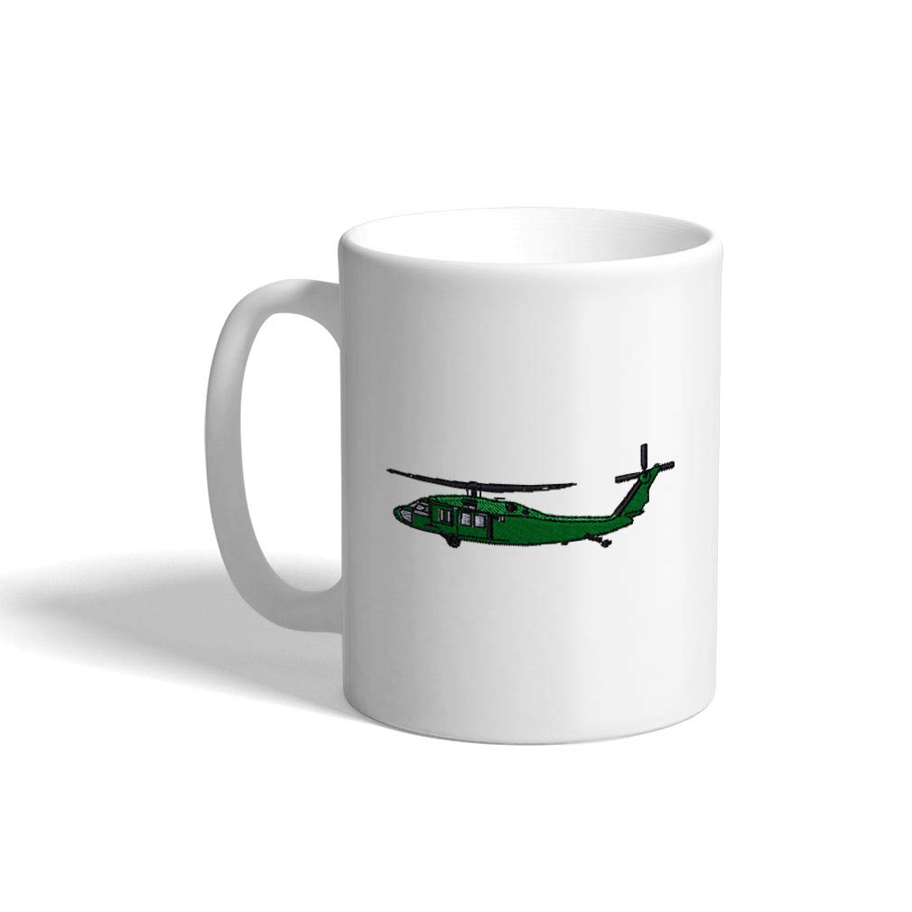 Funny Ceramic Coffee Mug - 11oz Blackhawk Uh-60 Helicopter Design White Tea Cup | Perfect for Military Enthusiasts & Office Humor