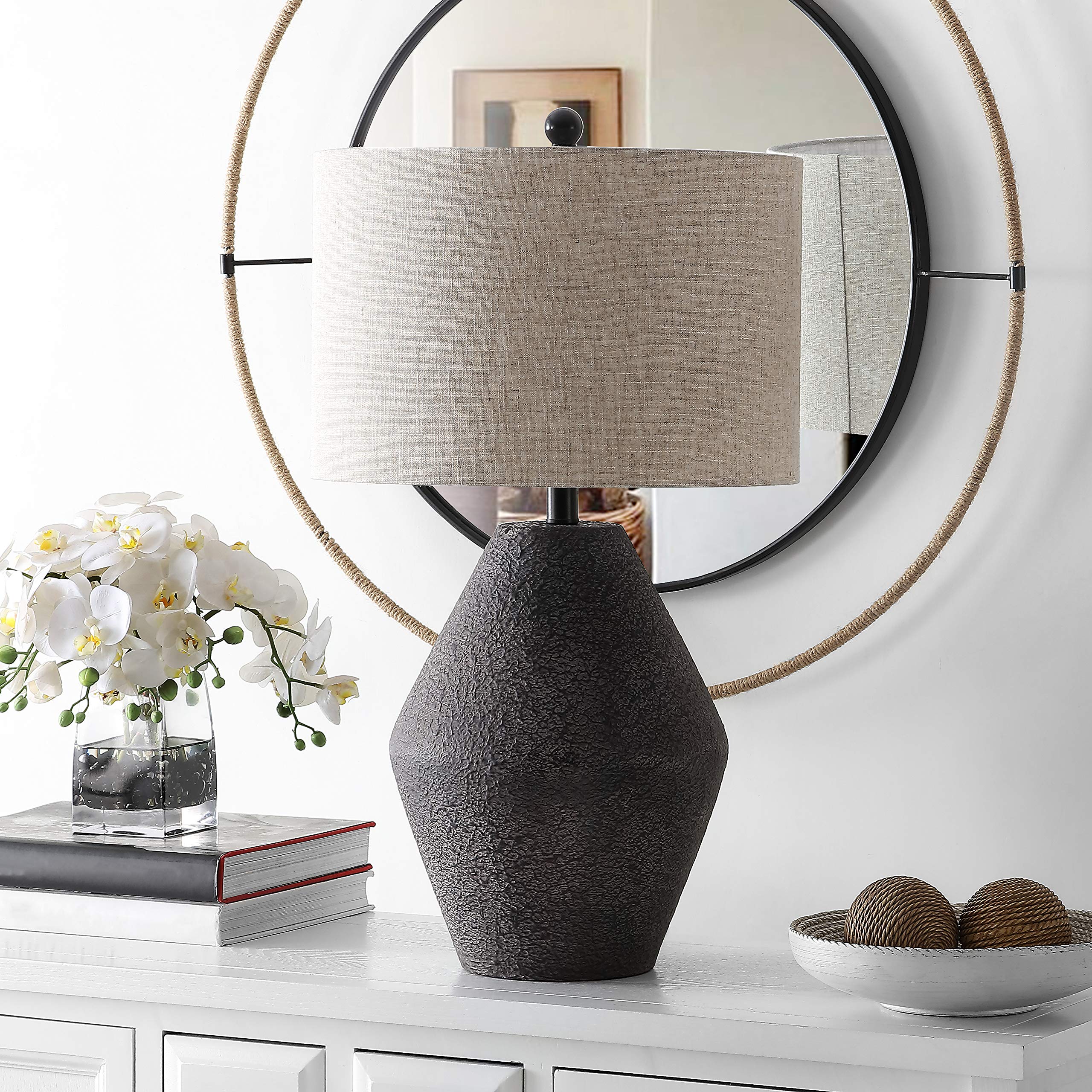 SAFAVIEH Ersta Modern Rustic Farmhouse Table Lamp - 27 Inch Brown LED Desk Lamp with Bulb Included for Bedroom, Living Room, Home Office & Nightstand - Perfect for Reading, Working & Ambient Lighting