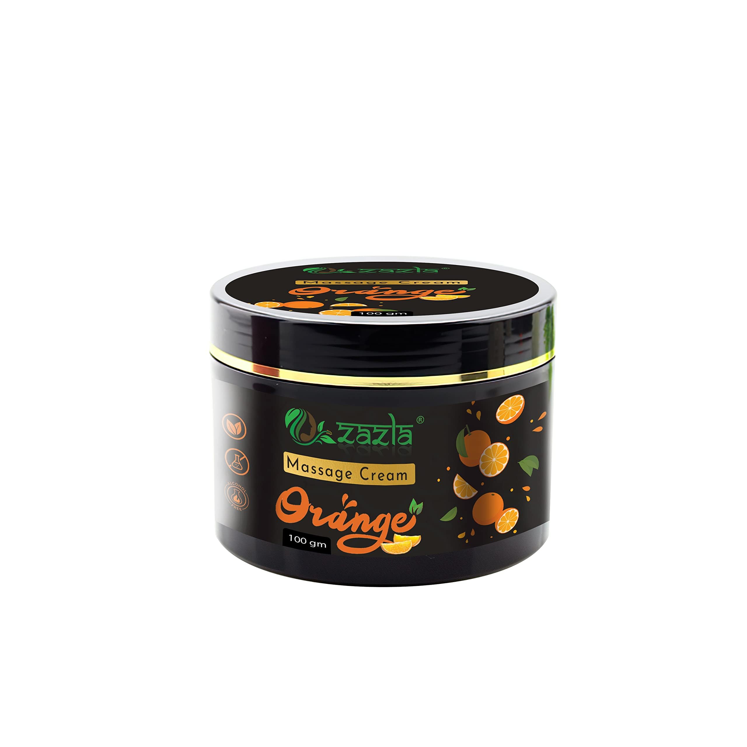 Zazla Orange Massage Cream for Face & Body - Moisturizing, Whitening & Brightening Cream - Softening & Nourishing Facial & Body Lotion (100g) | Perfect for Daily Skincare, Spa Treatments & At-Home Relaxation