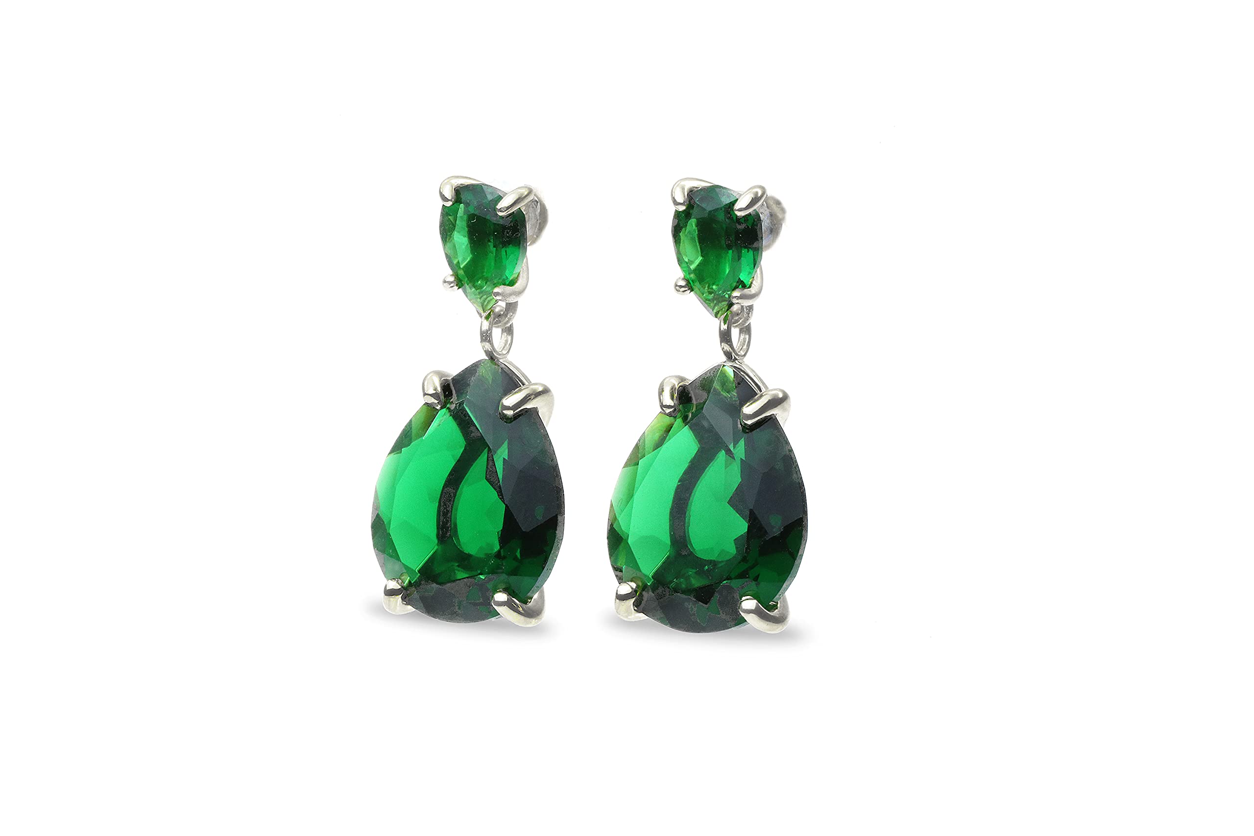 Luxury Emerald Stud Earrings for Women - Sterling Silver Birthstone Jewelry for Bridal & Gifting