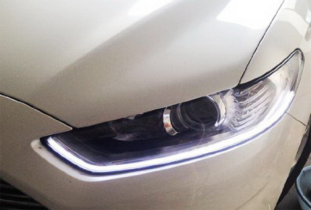 Bright White/Amber Switchback LED Strip Lights for Car Headlight Upgrade - DRL Turn Signal Lights for Enhanced Visibility & Style (Daytime Running Lights, Custom Headlight Mods)