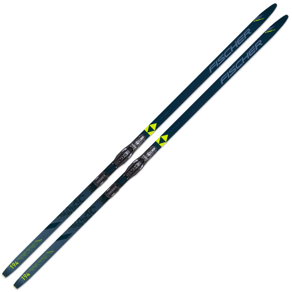 Fischer Twin Skin Power Medium EF 184 Cross-Country Skis with Control Step-in IFP Black/Gray XC Binding - Perfect for Nordic Skiing & Winter Trails