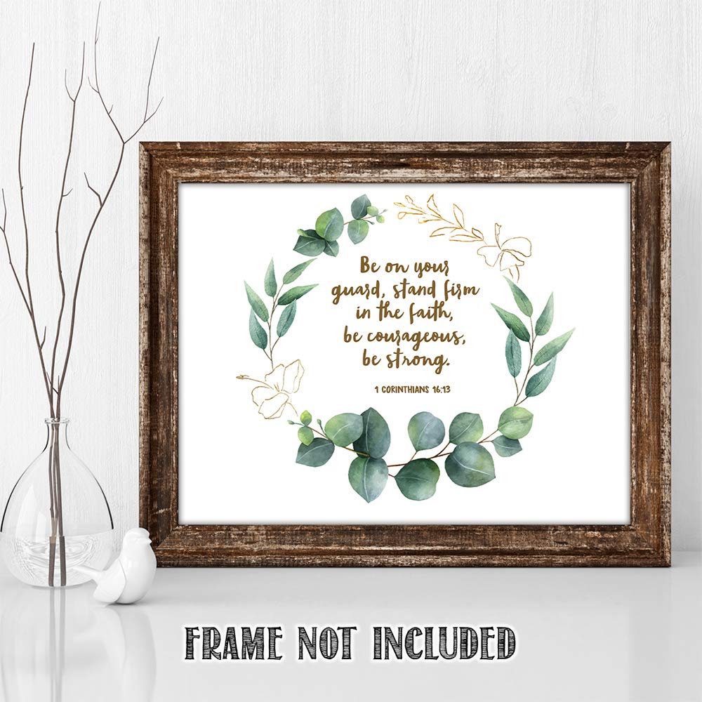 TJ Originals 1 Corinthians 16:13-14 Bible Verse Wall Art - Christian Scripture Home Decor - 11x14 Inspirational Print - Perfect Gift for Family, Friends & Women (Hibiscus Wreath) - Ideal for Living Room, Bedroom & Church Decor