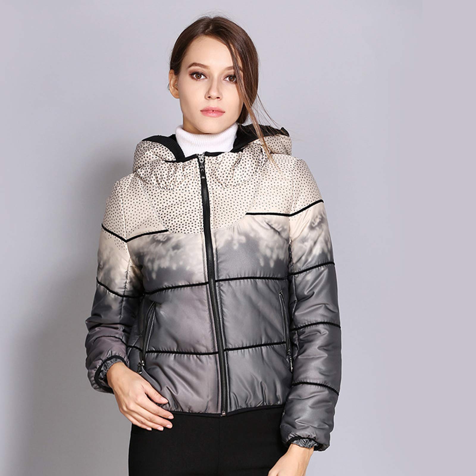 ZhaoZC Women's Winter Down Jacket - Windproof Stand Collar Puffer Coat for Outdoor Activities, Hiking & Travel, Gray (Medium)