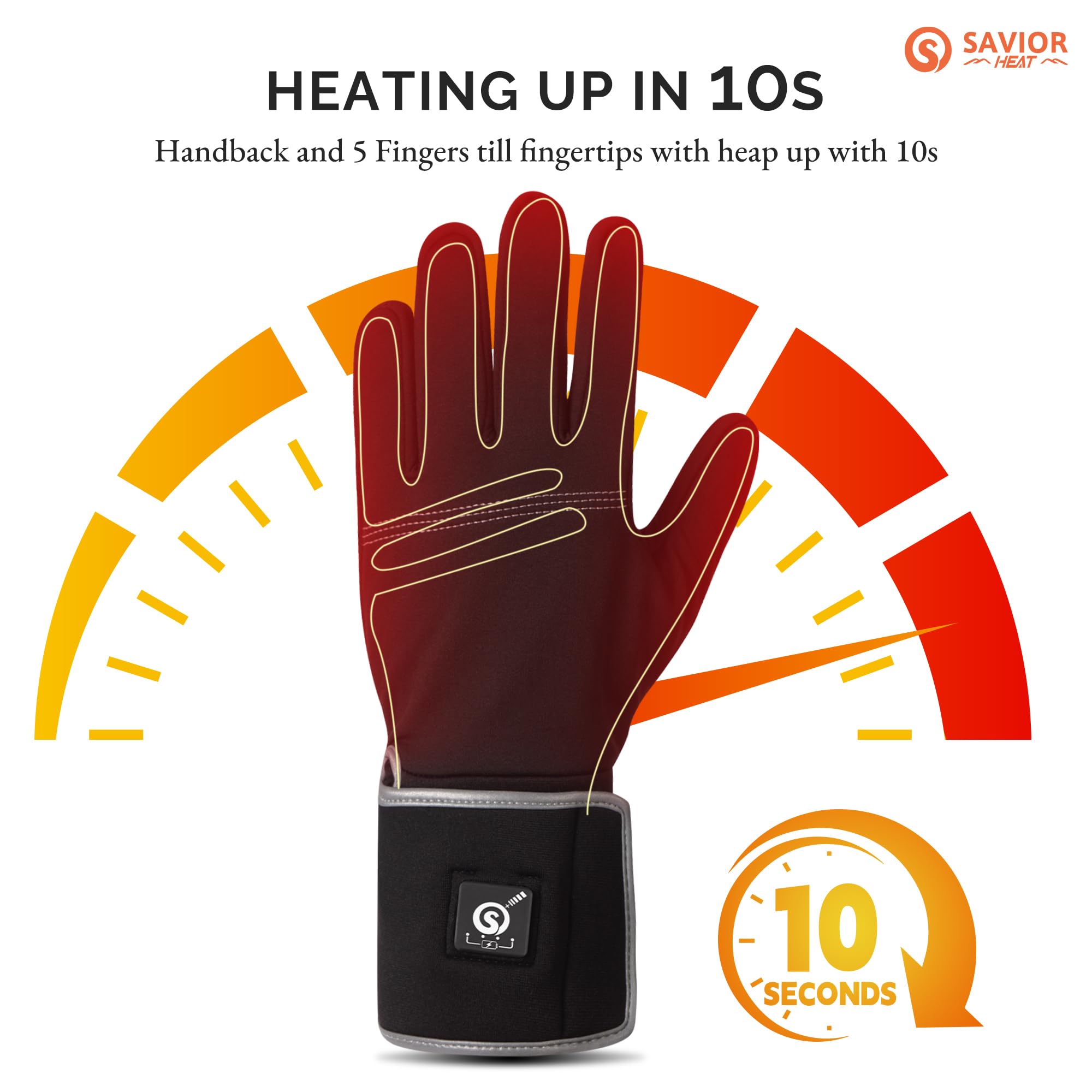 SAVIOR HEAT Electric Heated Gloves for Men & Women - 7.4V Rechargeable Battery Heated Glove Liners - Thin & Warm Winter Gloves for Skiing, Driving, Running, Cycling, Hiking, Camping & Outdoor Activities - Perfect for Cold Weather Work & Typing