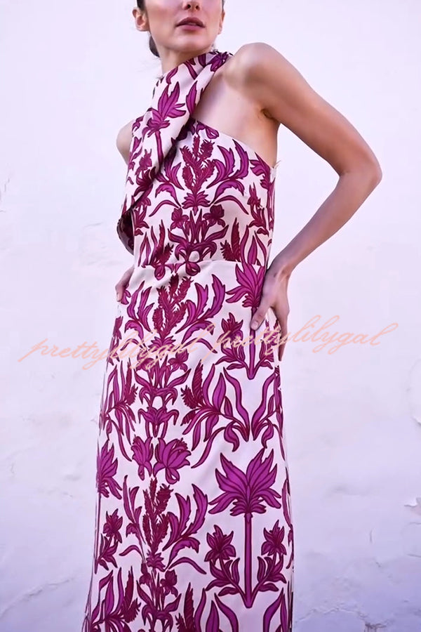 Stylish Printed One Shoulder Casual Maxi Dress for Women - Perfect for Beach Vacations, Summer Parties & Date Nights