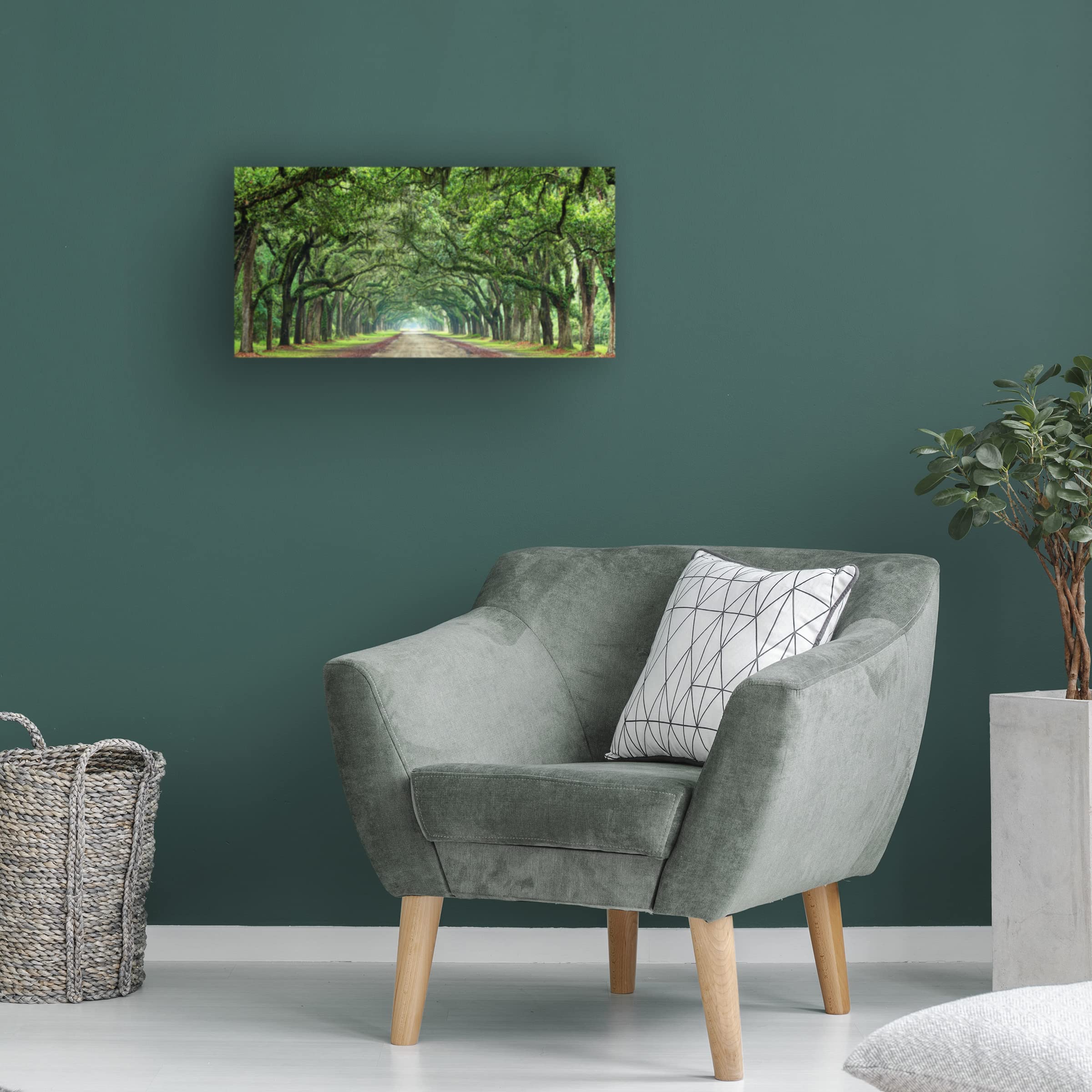 James McLoughlin 'Canopy Road Panorama VI' Canvas Wall Art Print - 24x47 Inches - Nature Landscape Painting for Living Room, Bedroom & Office Decor