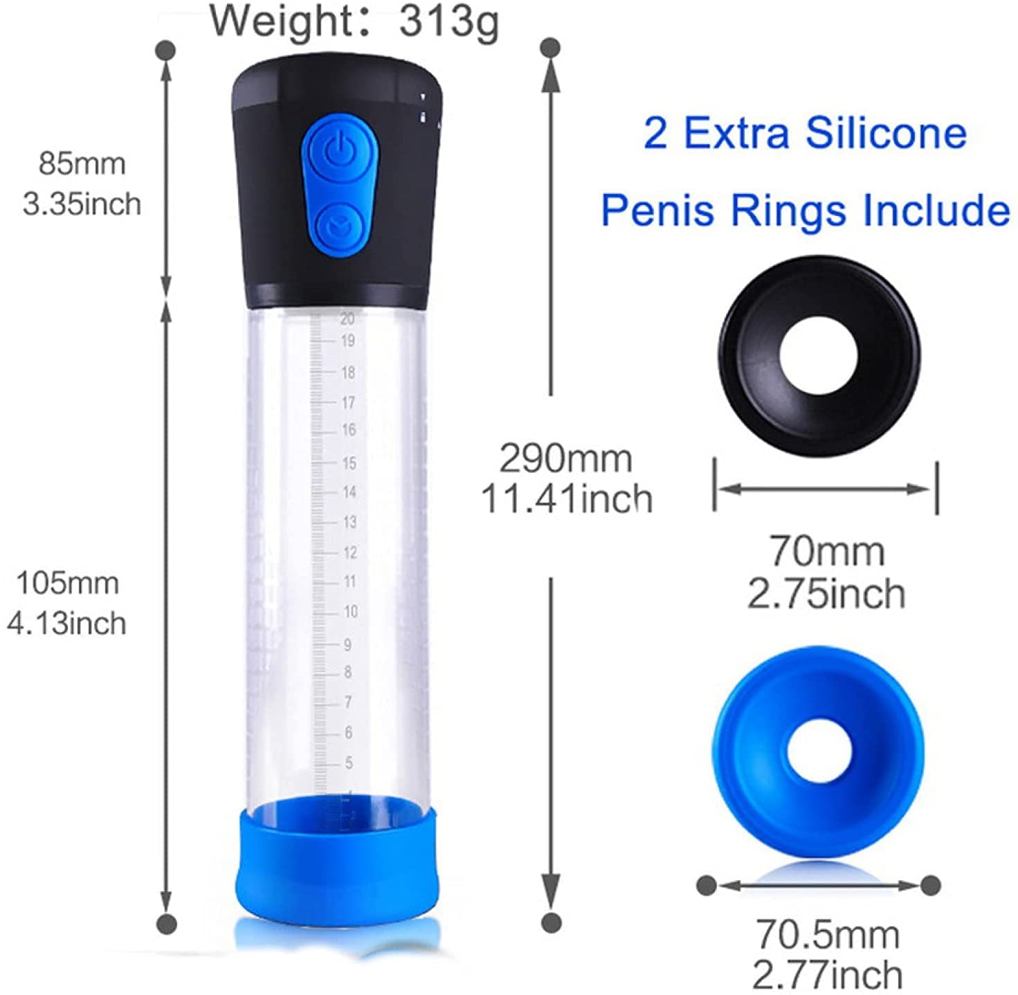 Premium Men's Vacuum Pump for Male Enhancement - Penis Enlargement Pump Therapy Kit with Comfortable Gripper - Easy to Use for Home Use, Gym, Travel & Intimate Moments