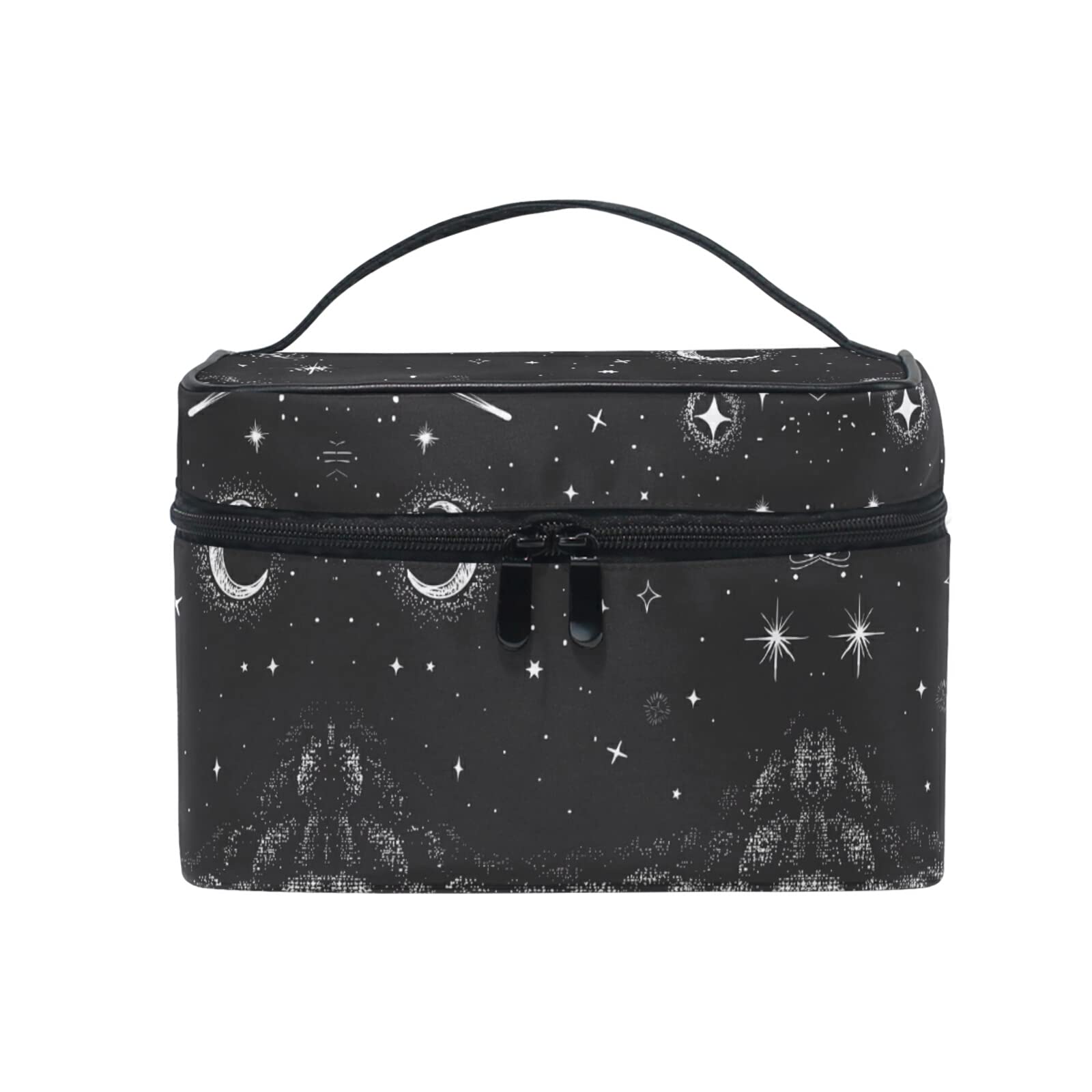 Starry Night Moon Cosmetic Bag - Waterproof Makeup Pouch with Zipper for Women & Girls | Travel Toiletry Organizer for Cosmetics, Brushes & Essentials