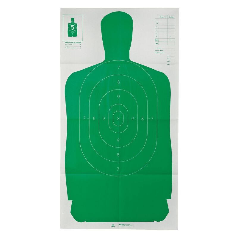 B27 Green Silhouette Target - High Visibility Shooting Target for Outdoor & Indoor Range Practice - Perfect for Pistol, Rifle, and Archery Training