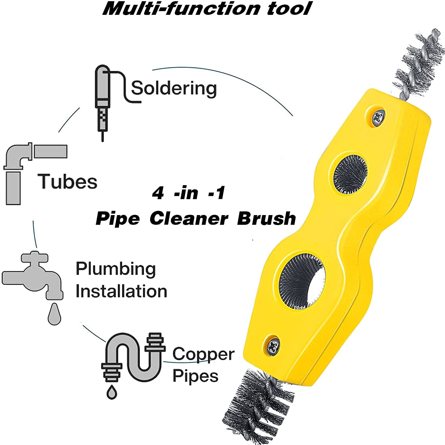 4 in 1 Copper Pipe Cleaning Brush Kit - 10 Pack Heavy Duty Plumbing Brush for Removing Rust, Corrosion & Debris from Copper Pipes - Essential Tool for Plumbing Installation, Soldering & Brazing (Perfect for Home Repairs, HVAC Maintenance & DIY Plumbing Projects)