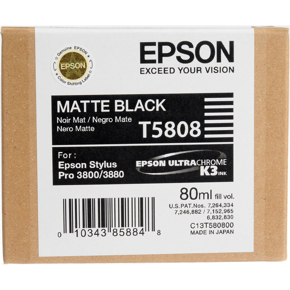 Epson T580800 UltraChrome Matte Black Ink Cartridge for Epson 3800/3880 Printers - High-Quality Photo & Fine Art Printing