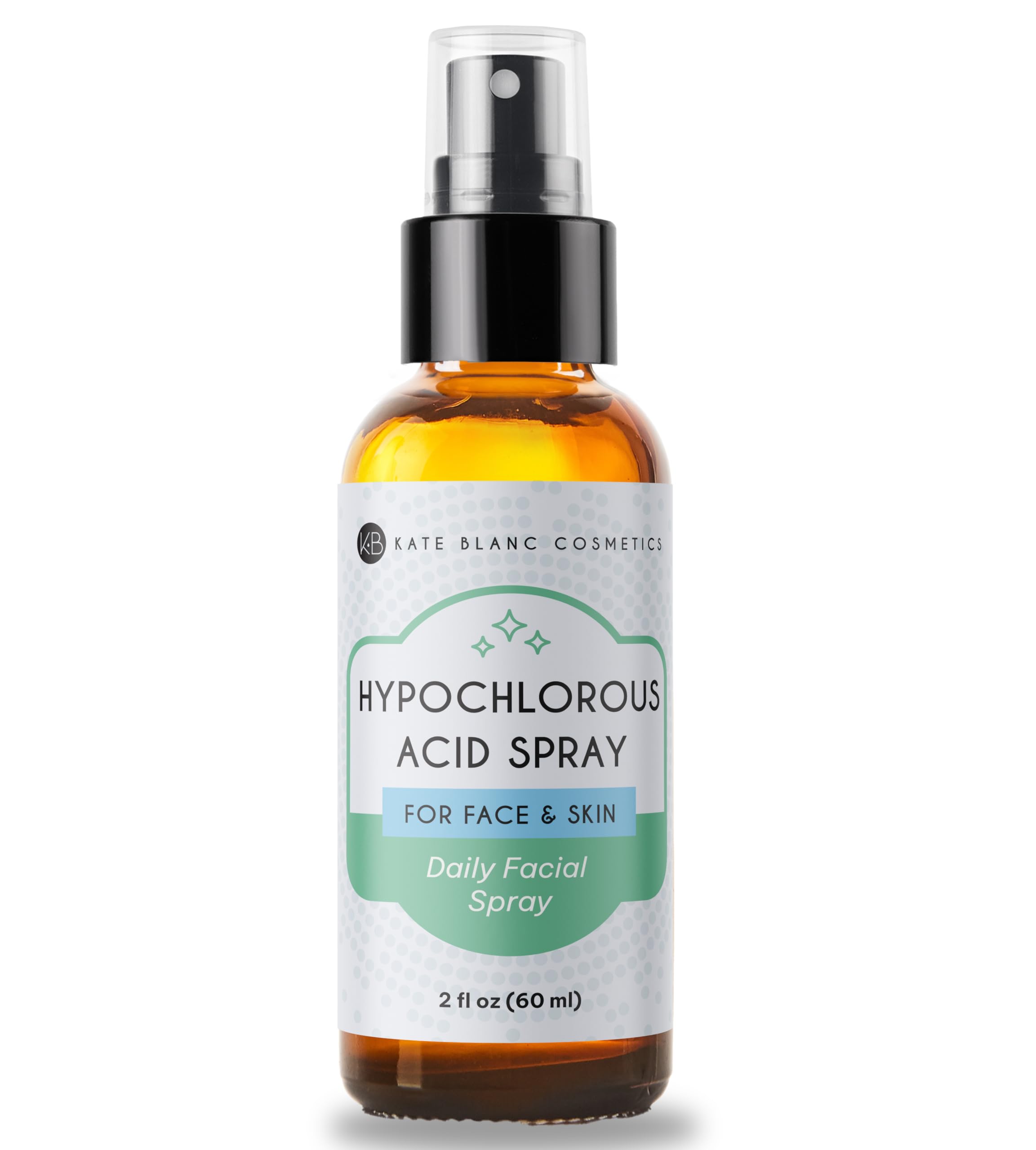 Kate Blanc Cosmetics Hypochlorous Acid Facial Spray - 0.02% HOCl Gentle Skin Cleanser for Acne, Eczema & Sensitive Skin (2oz) | Daily Face Mist, Post-Workout Refresh & Travel Skincare Essential