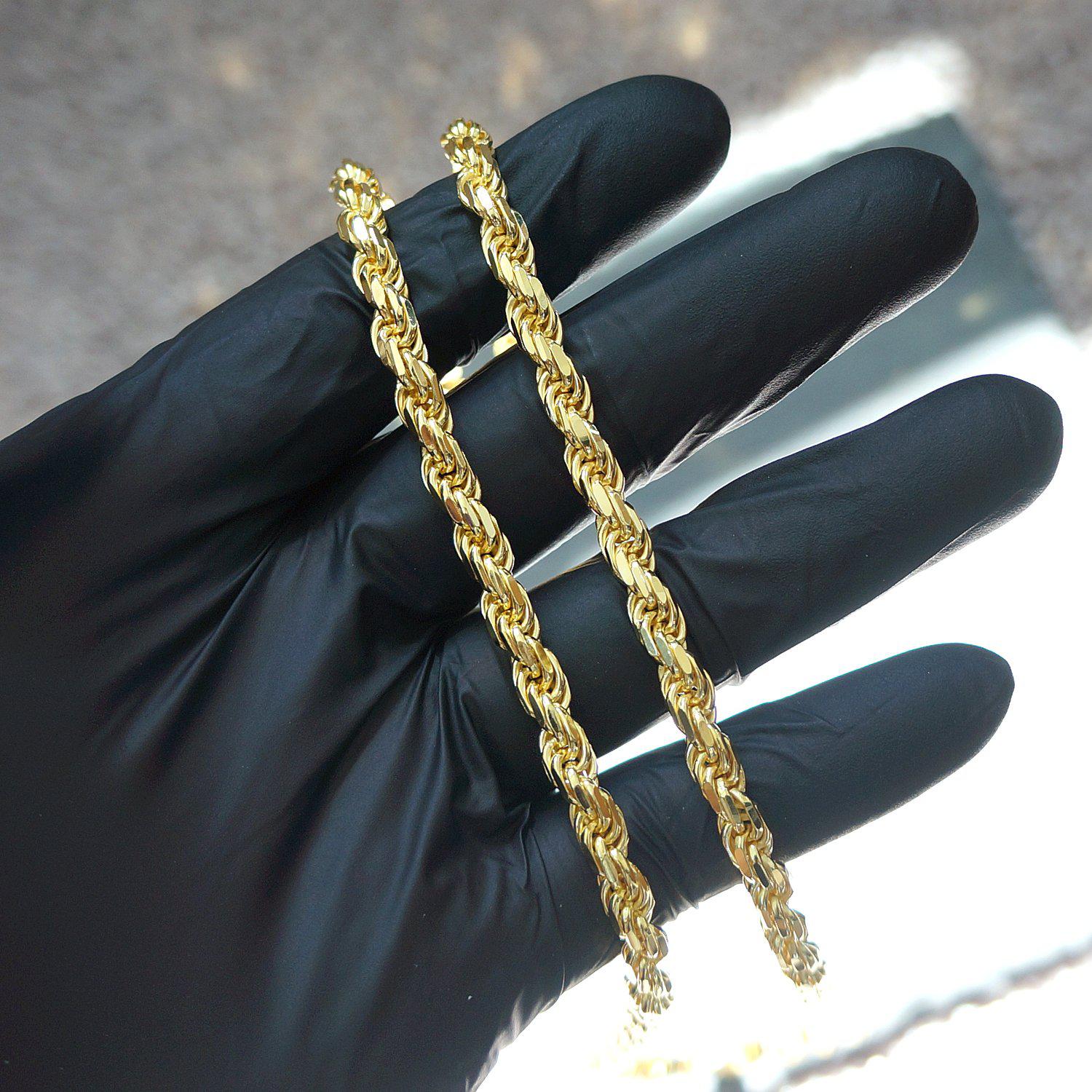 5mm 14K Gold Diamond Cut Rope Chain Necklace for Men & Women - Perfect for Layering, Gifting & Everyday Wear