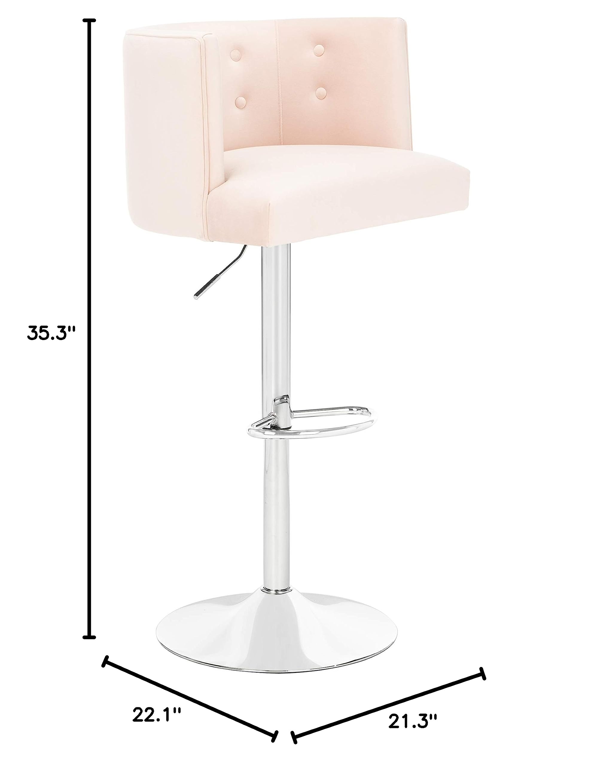 Safavieh Couture Zayna Glam Light Pink Velvet Adjustable Bar Stool (26.8