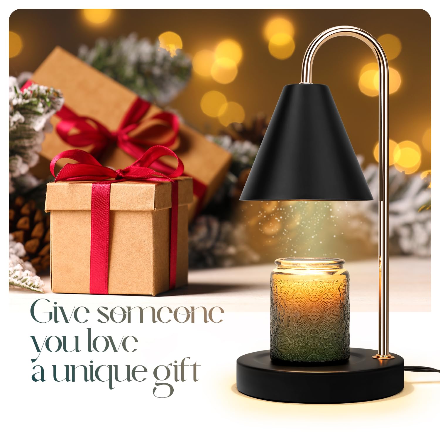 Electric Candle Warmer Lamp with Timer & Dimmable Light - Scented Wax Melter for Home Decor, No Smoke, Fits Various Jars, Includes 2 Bulbs (Black) - Perfect for Aromatherapy, Relaxation & Holiday Ambiance