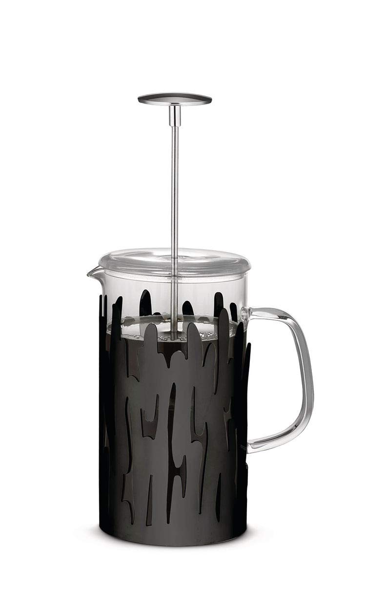 Alessi Barkoffee BM12/8 B - 18/10 Stainless Steel Filter Pressure Coffee Maker with Epoxy Resin, Black - Perfect for Home Brewing and Espresso Lovers