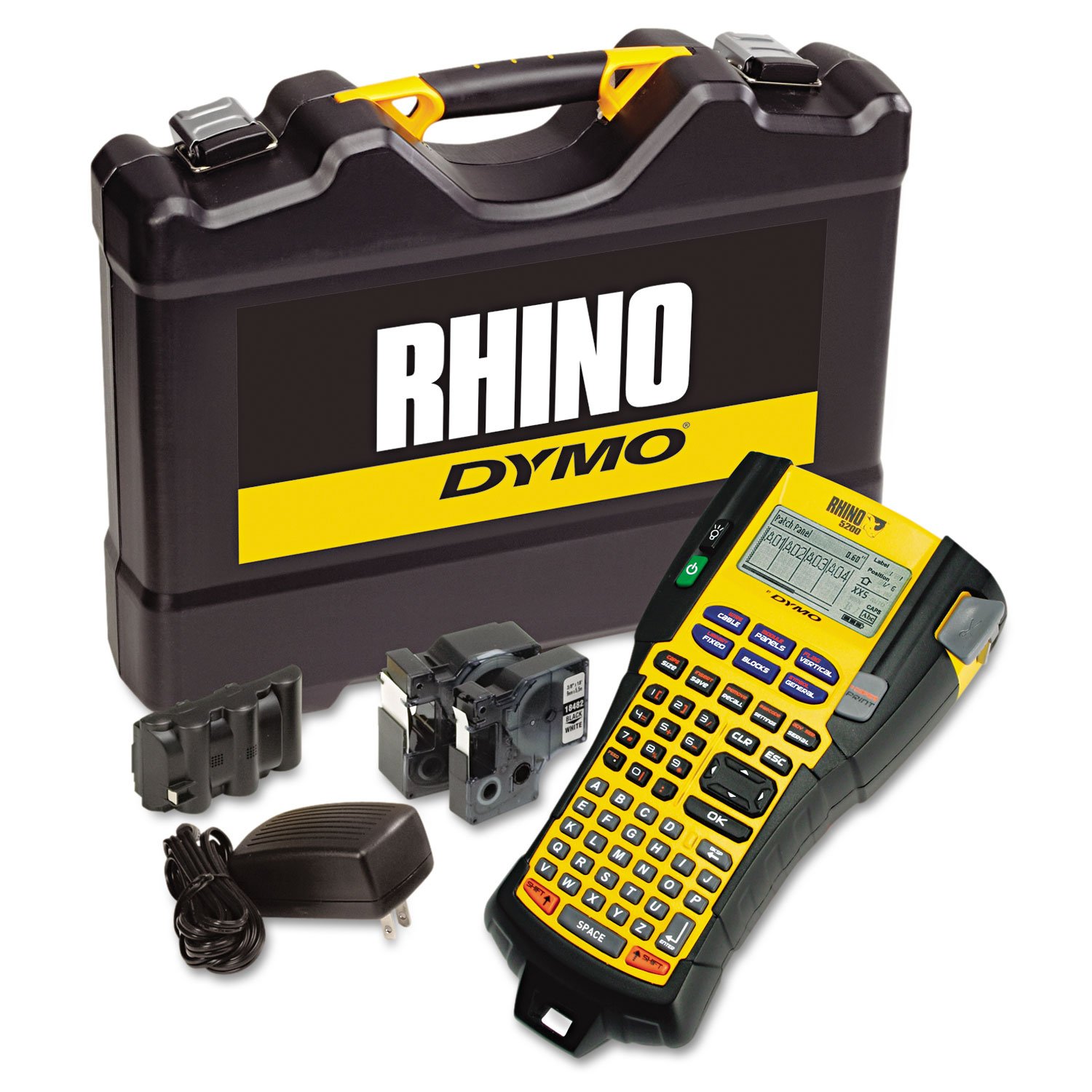 DYMO Rhino 5200 Industrial Label Maker Kit - 5-Line Heavy Duty Label Printer for Warehouse, Shipping & Industrial Use | Perfect for Barcode Labels, Inventory Management & Equipment Identification