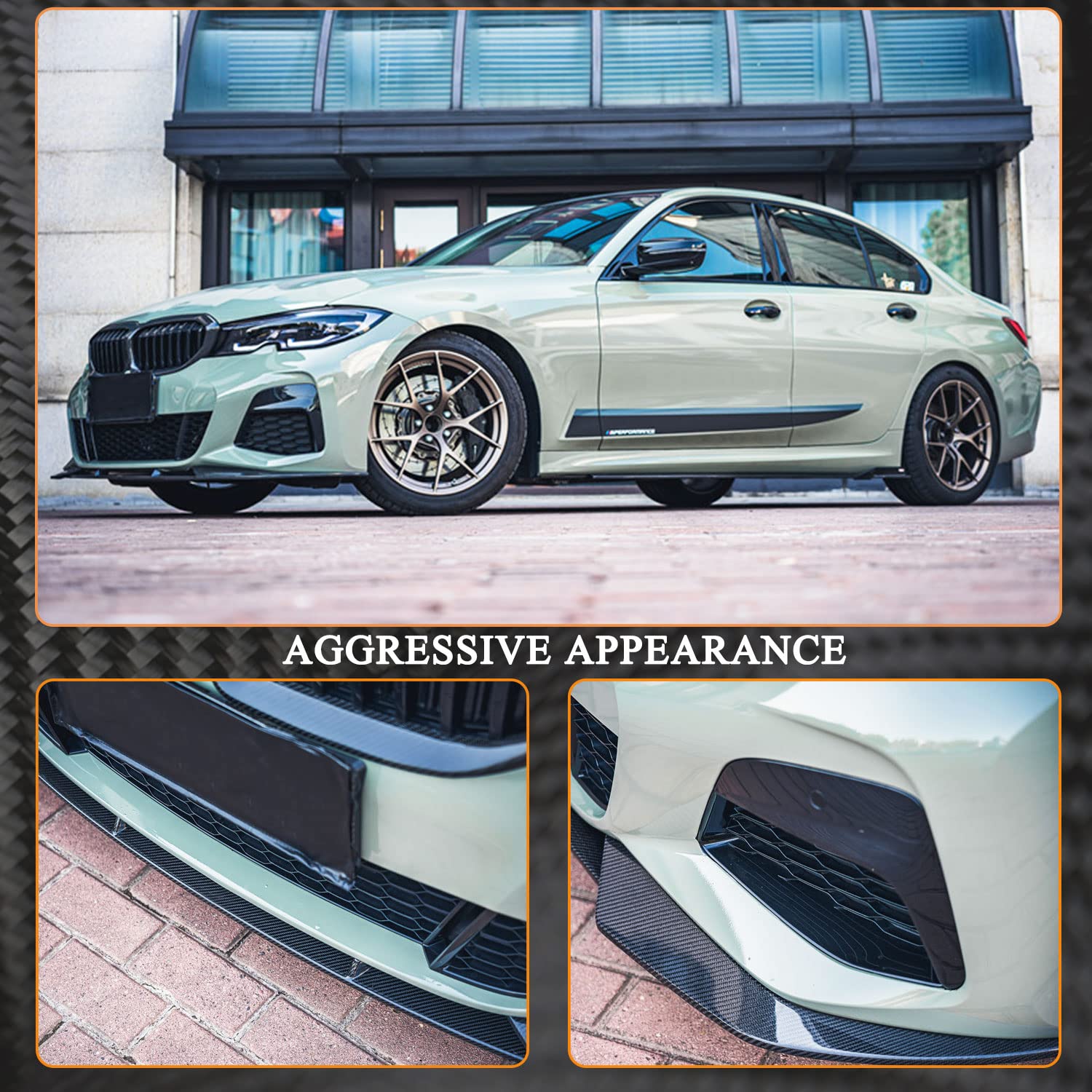 MCARCAR G20 Carbon Fiber Front Lip Spoiler for BMW 3 Series G20 M Sport Sedan (2019-2022) 320i 330i M340i - M Tech Style Front Bumper Lip Chin Splitter & Protector - Factory Direct (Carbon Fiber) - Perfect for Street Racing & Car Shows
