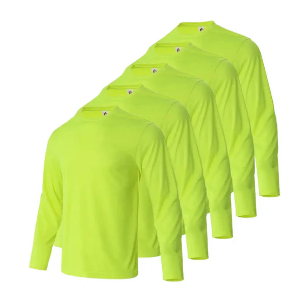 5 Pack Men's Long Sleeve T-Shirts - Soft Cotton Crew Neck Casual Shirts for Everyday Wear | Office, Gym, Travel & Outdoor Activities