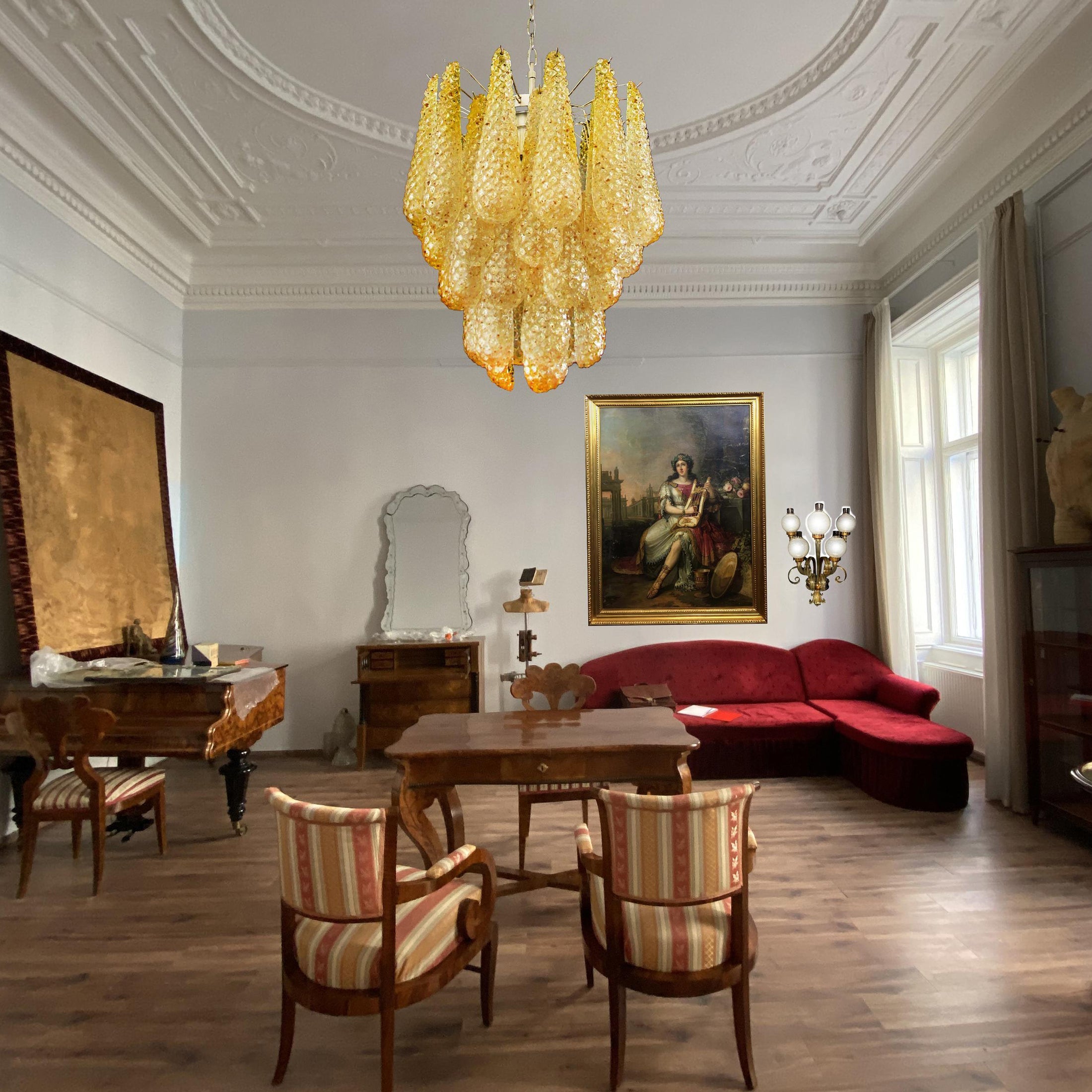Murano Glass Water Drop Chandelier - Elegant Handcrafted Venetian Lighting for Dining Room, Bedroom & Entryway