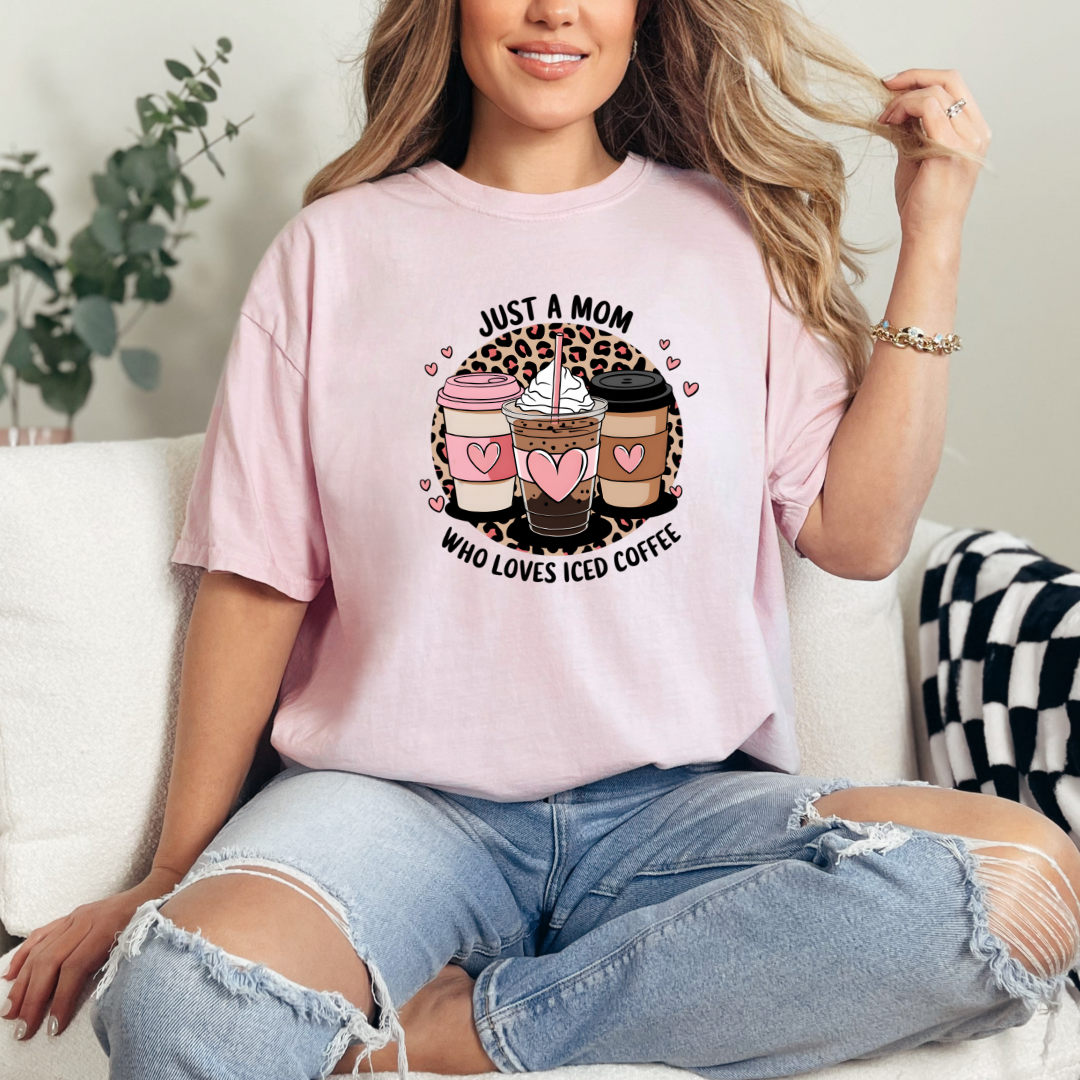 Iced Coffee Lover Graphic Tee - Funny Coffee Mom T-Shirt for Women - Perfect for Casual Wear, Coffee Dates & Mother's Day Gifts