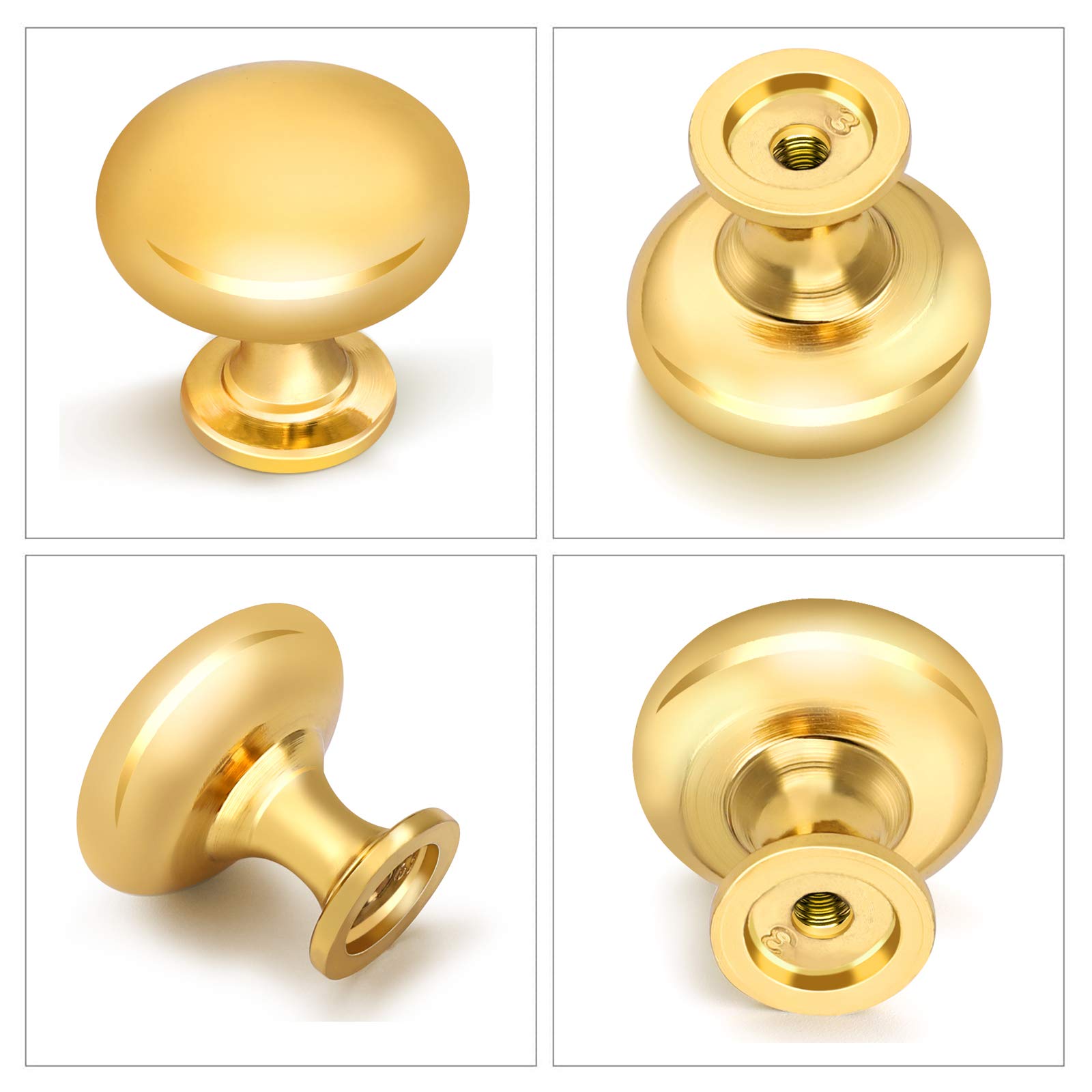 30 Pack Polished Brass Cabinet Knobs - Solid Round Drawer Pulls 1 1/5 Inch Diameter - Vintage Style Hardware for Dressers, Cabinets & Furniture (Perfect for Kitchen, Bathroom & Home Renovation)