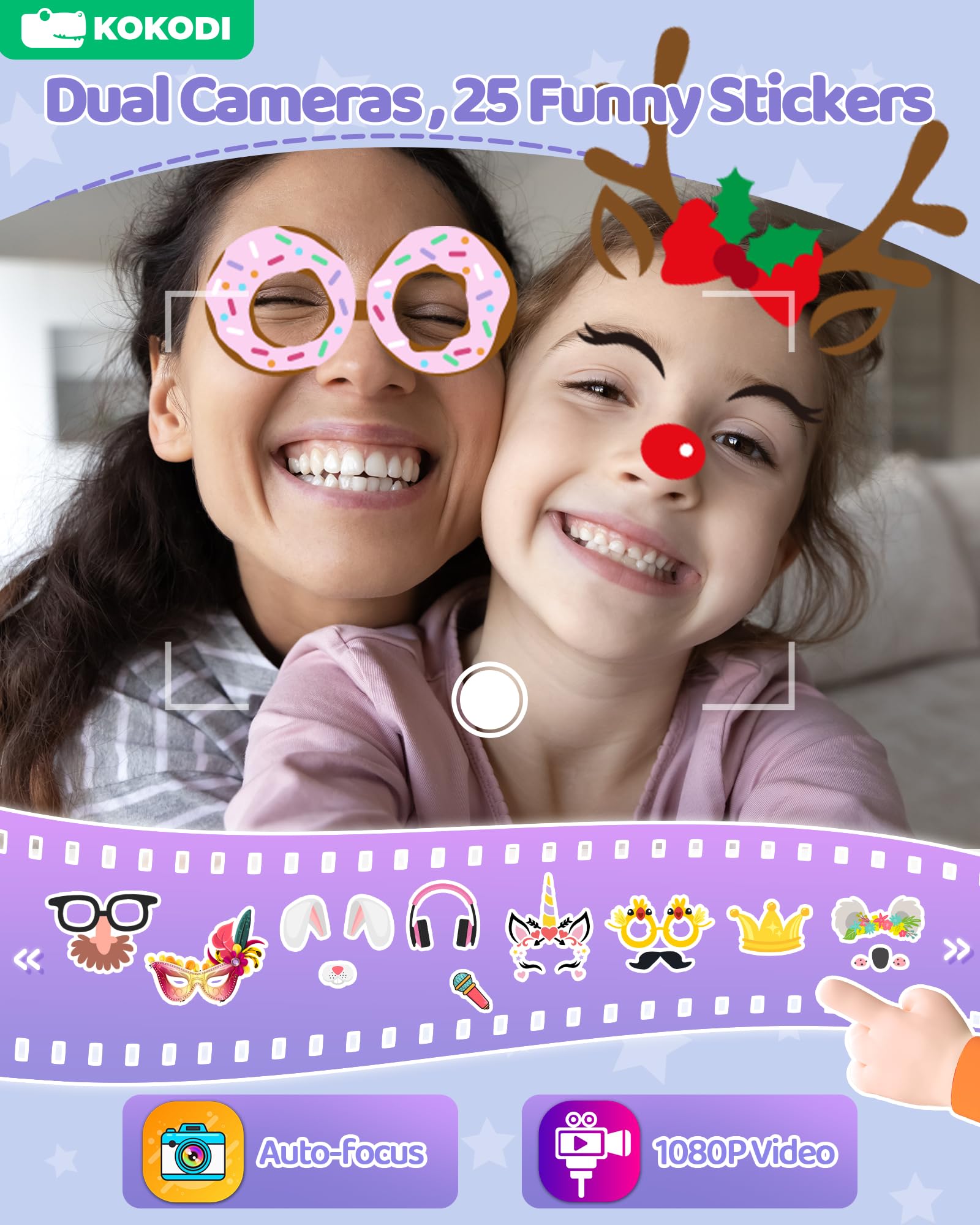 KOKODI Unicorn Smart Phone Toy for Girls Ages 3-10 - Touchscreen Kids Phone with HD Dual Camera, Learning & Travel Toy - Perfect Birthday Gift for Toddlers & Preschoolers (Purple) | Pretend Play, Early Education & Road Trip Entertainment