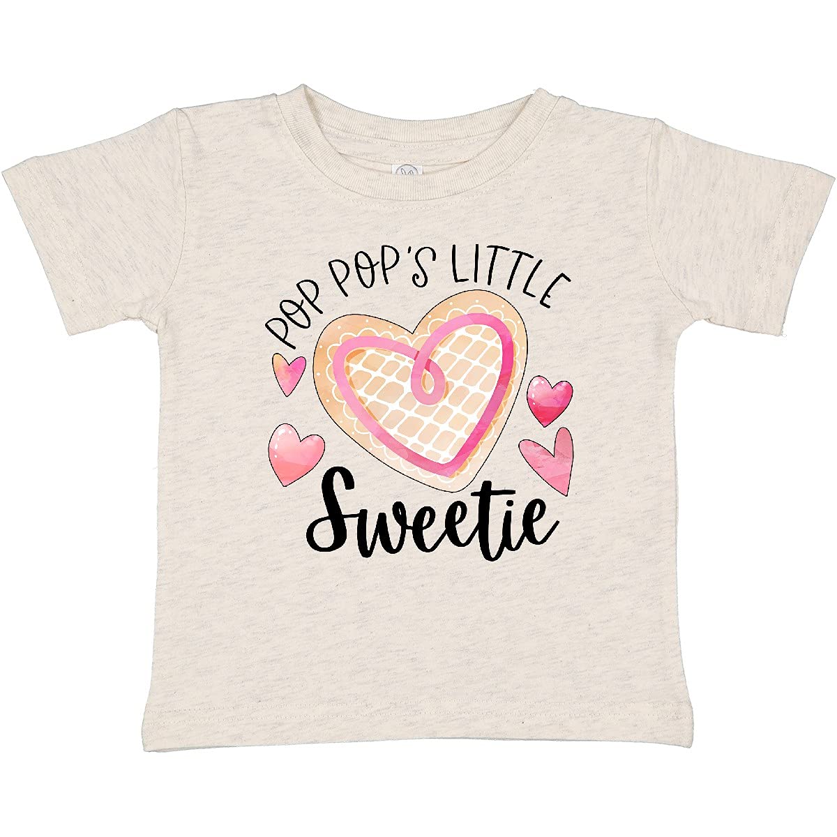 Inktastic Pop Pop's Little Sweetie Pink Heart Cookie Baby T-Shirt - Cute Toddler Outfit for Grandparents Day, Family Photos & Special Occasions