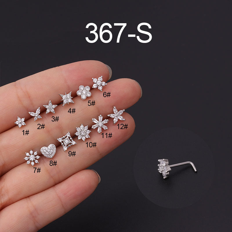 20G L Bend Small Heart Nose Ring Stud - Hypoallergenic Surgical Steel Nose Piercing Jewelry for Women & Girls - Perfect for Everyday Wear, Parties & Special Occasions