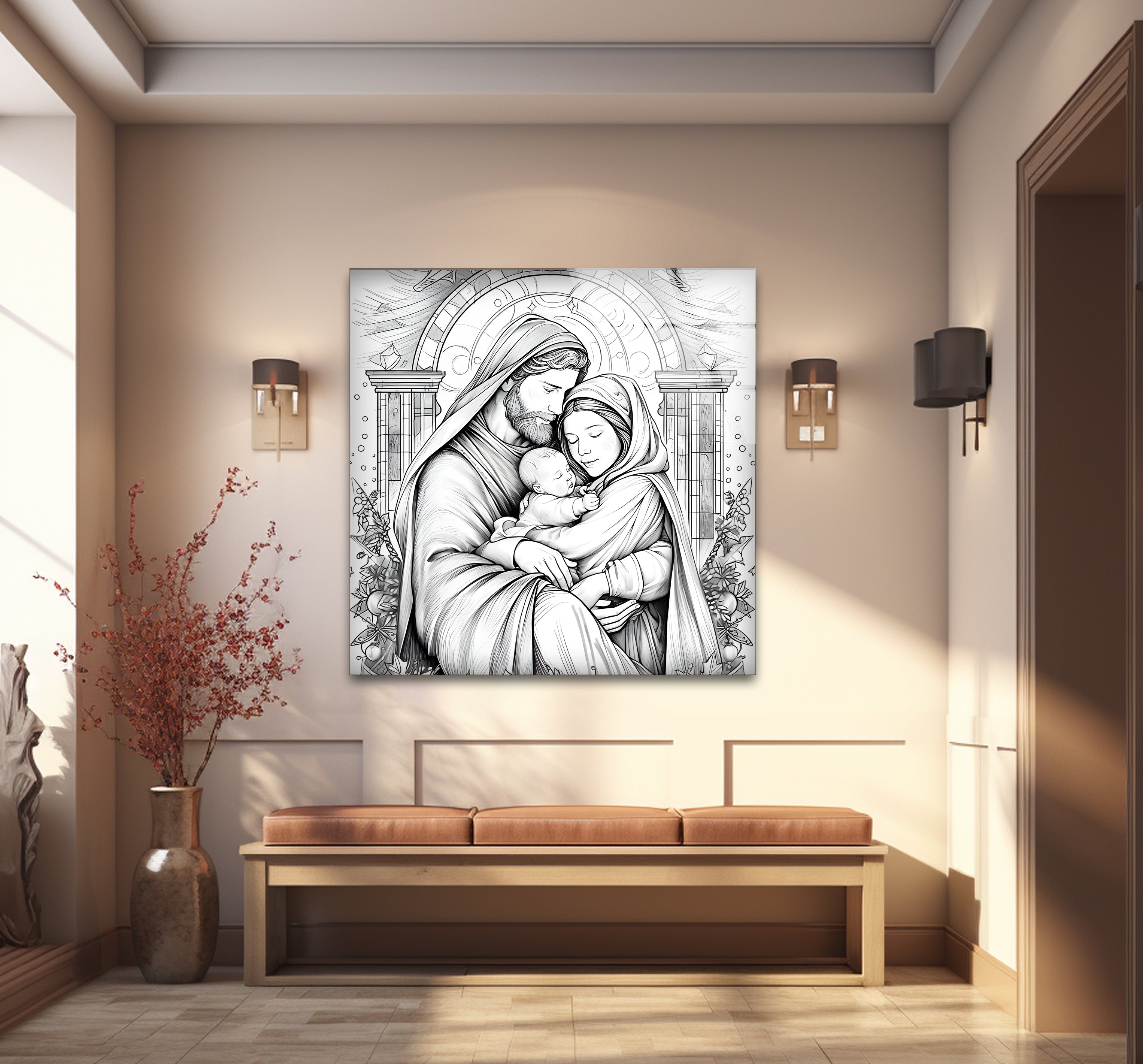 Black & White Christmas Soul Glass Wall Art - Elegant Holiday Home Decor for Living Room, Bedroom & Office - Perfect Gift for Christmas & Winter Season