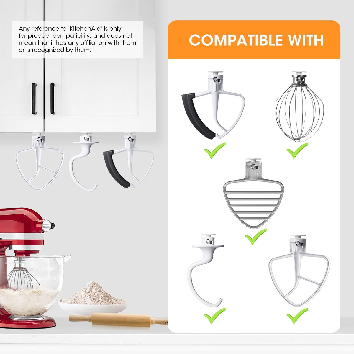 Aieve 4-Pack Stand Mixer Attachment Holders - Compatible with KitchenAid Mixers - Durable Storage Organizer for Mixer Accessories - Perfect for Baking, Cooking & Kitchen Organization