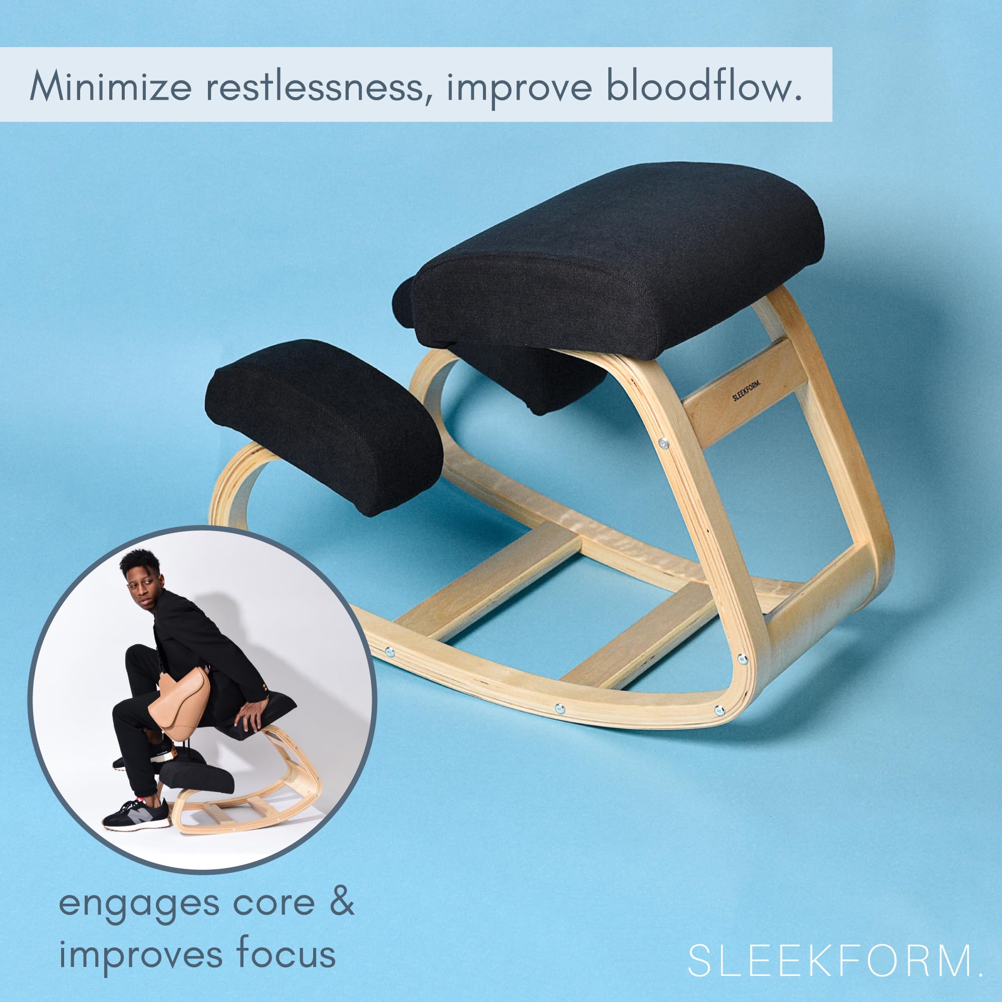 Sleekform Austin Ergonomic Kneeling Chair - Adjustable Posture Support for Home Office, Computer Desk & Active Sitting - Perfect for Work, Study & Back Pain Relief