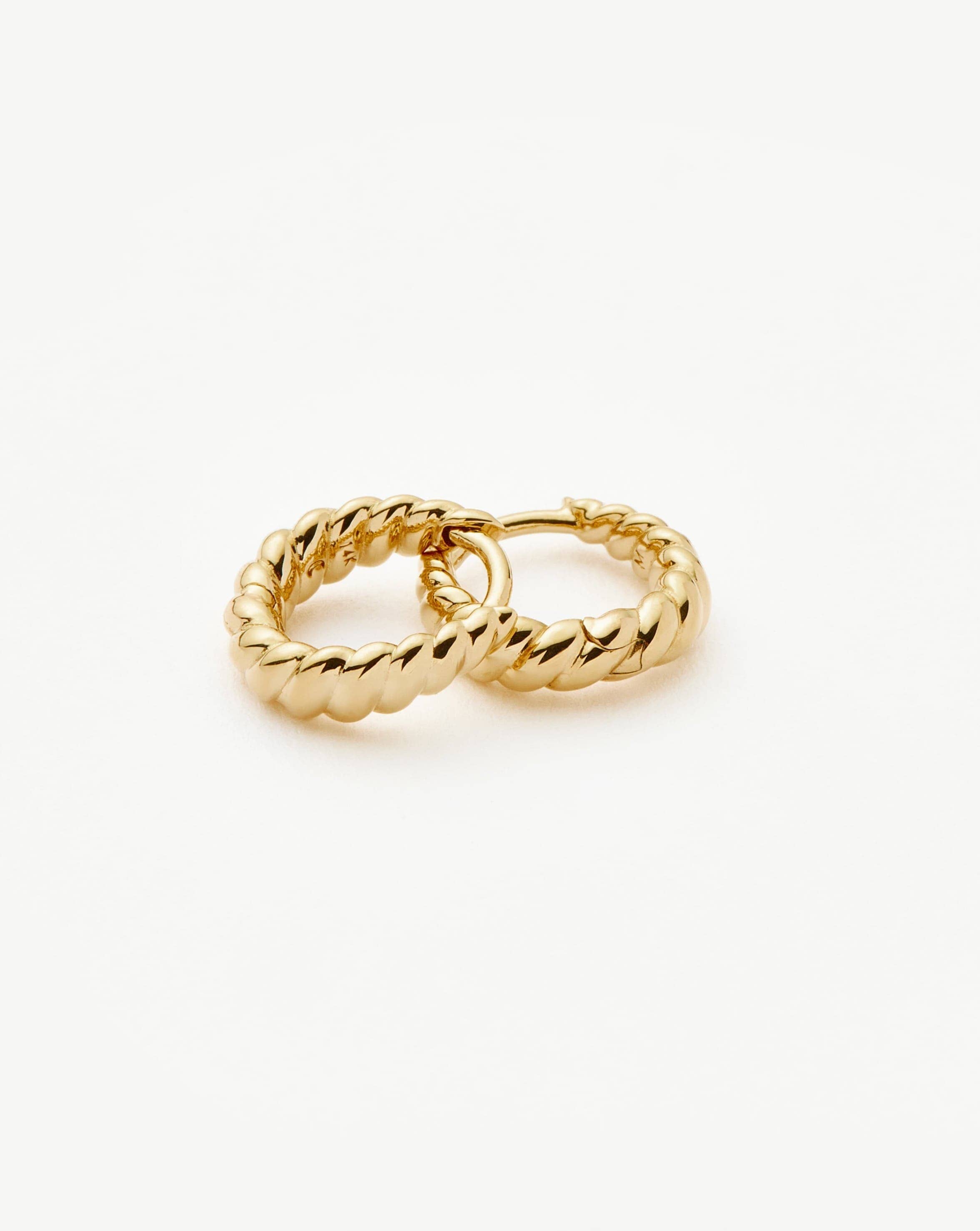 14k Solid Gold Huggie Hoop Earrings for Women - Minimalist Twisted Hoops for Everyday Wear, Gifts, and Special Occasions