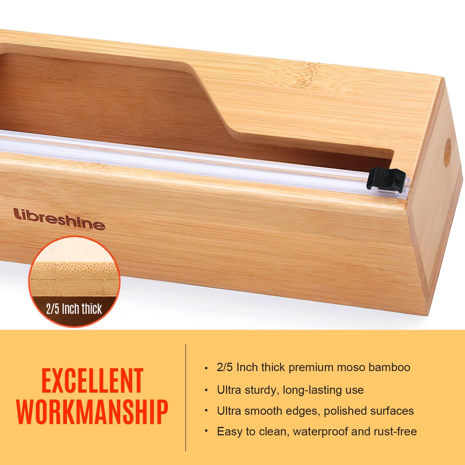 Extra Long Butcher Paper Dispenser with Cutter - 18 Inch Aluminum Foil Holder, Freezer Paper & Kraft Paper Roll Organizer - Bamboo Wall Mount & Tabletop Design for Kitchen, BBQ, Crafting & Food Packaging