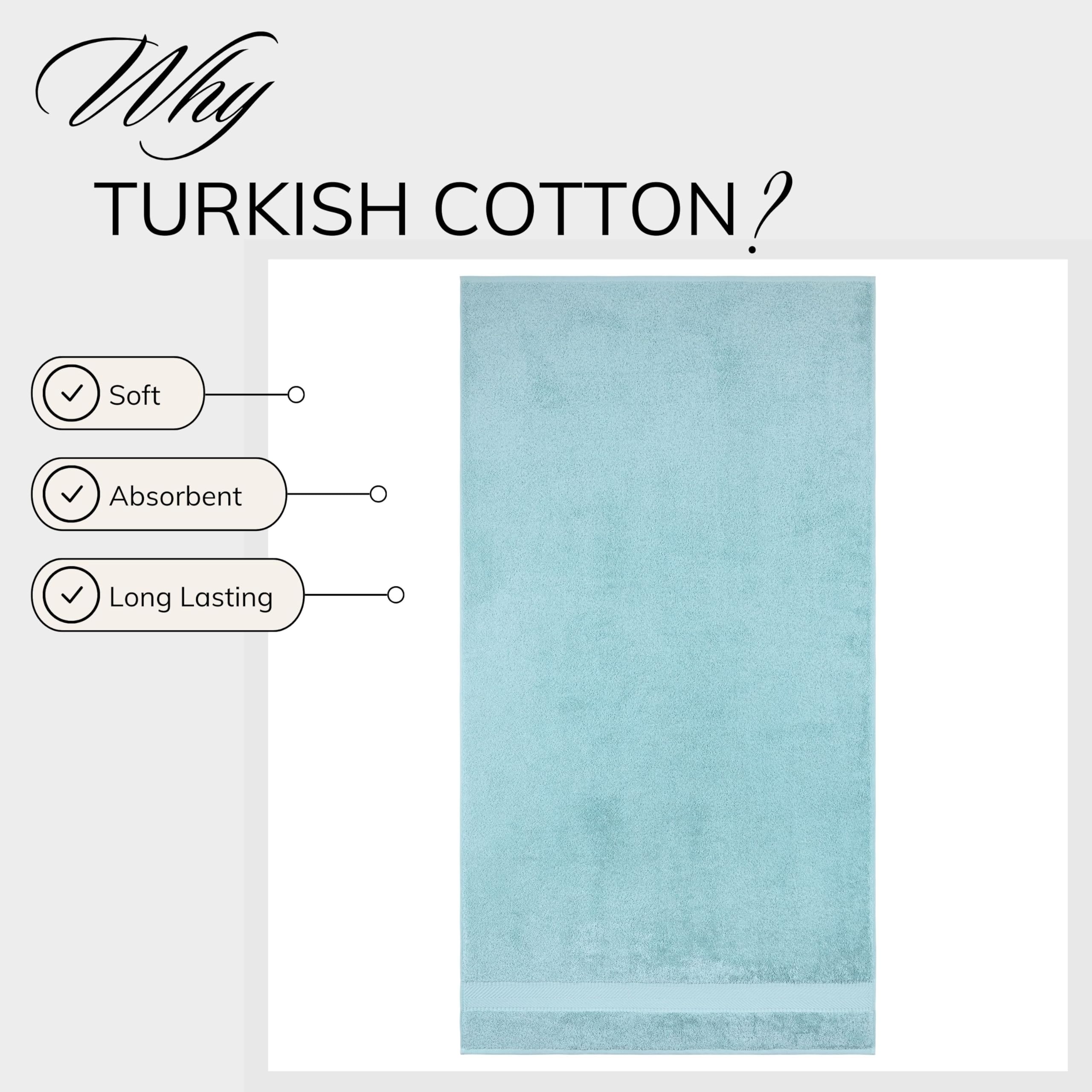 Luxury 100% Turkish Cotton Bath Towel Set of 4 - Ultra Soft, Highly Absorbent & Quick Dry - 27x54 Inches Spa & Hotel Quality Towels for Bathroom - Aqua Color - Perfect for Home, Gym, Beach & Guest Use