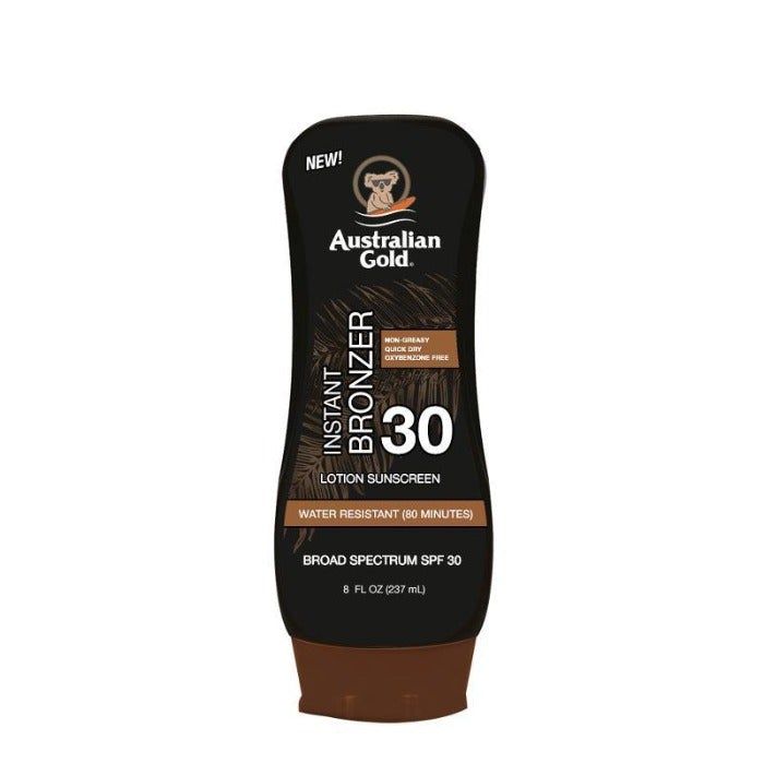 Australian Gold Instant Bronzer Lotion with Sunscreen SPF 15 - 8 oz Bottle for Sun-Kissed Glow | Perfect for Beach, Pool & Outdoor Activities